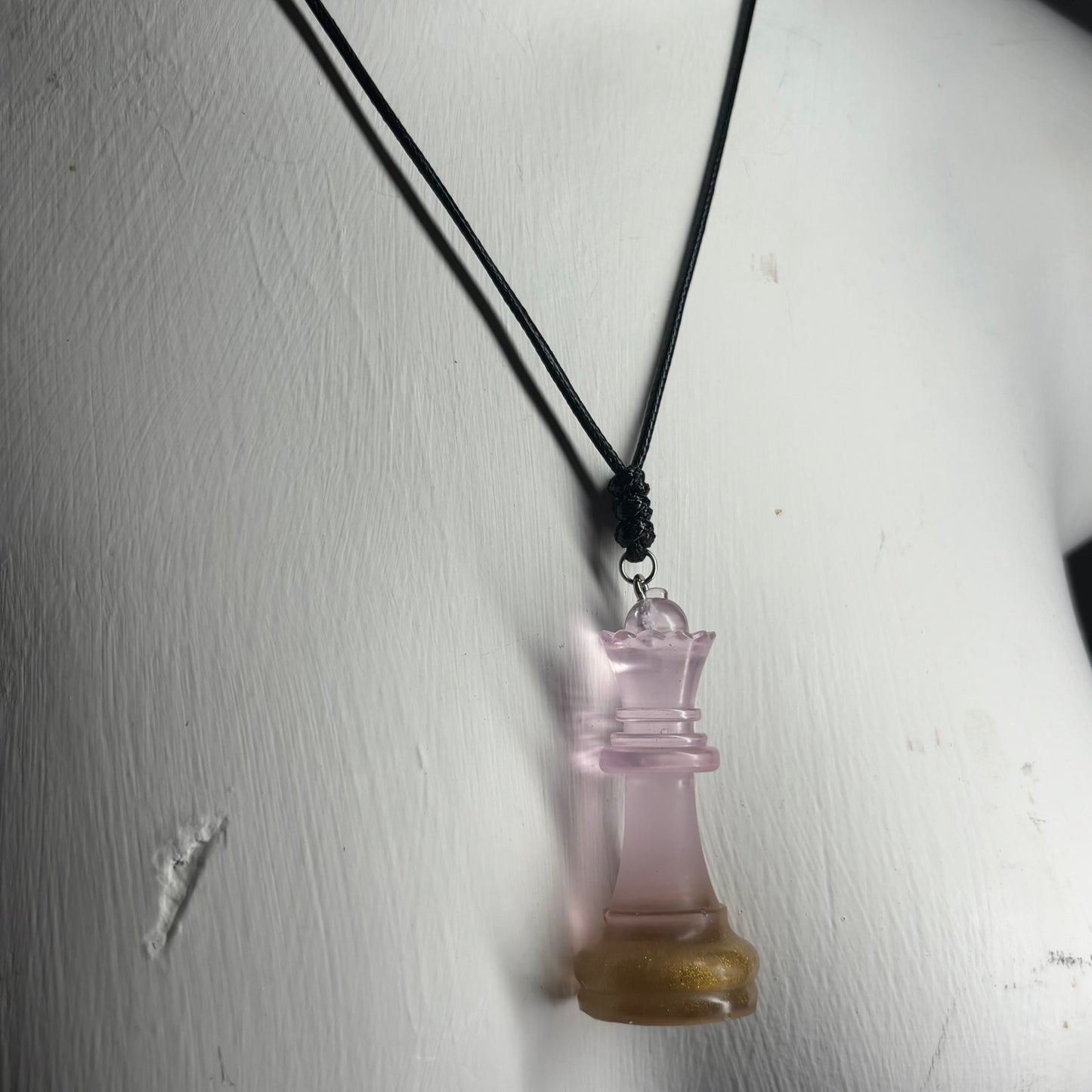 Pretty Pink Queen - Handmade Resin Chess Necklace
