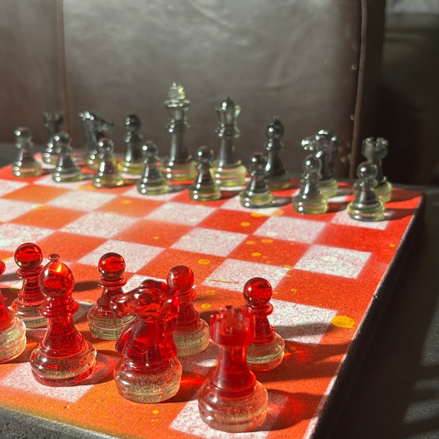 Opal Red - Painted Chess Set