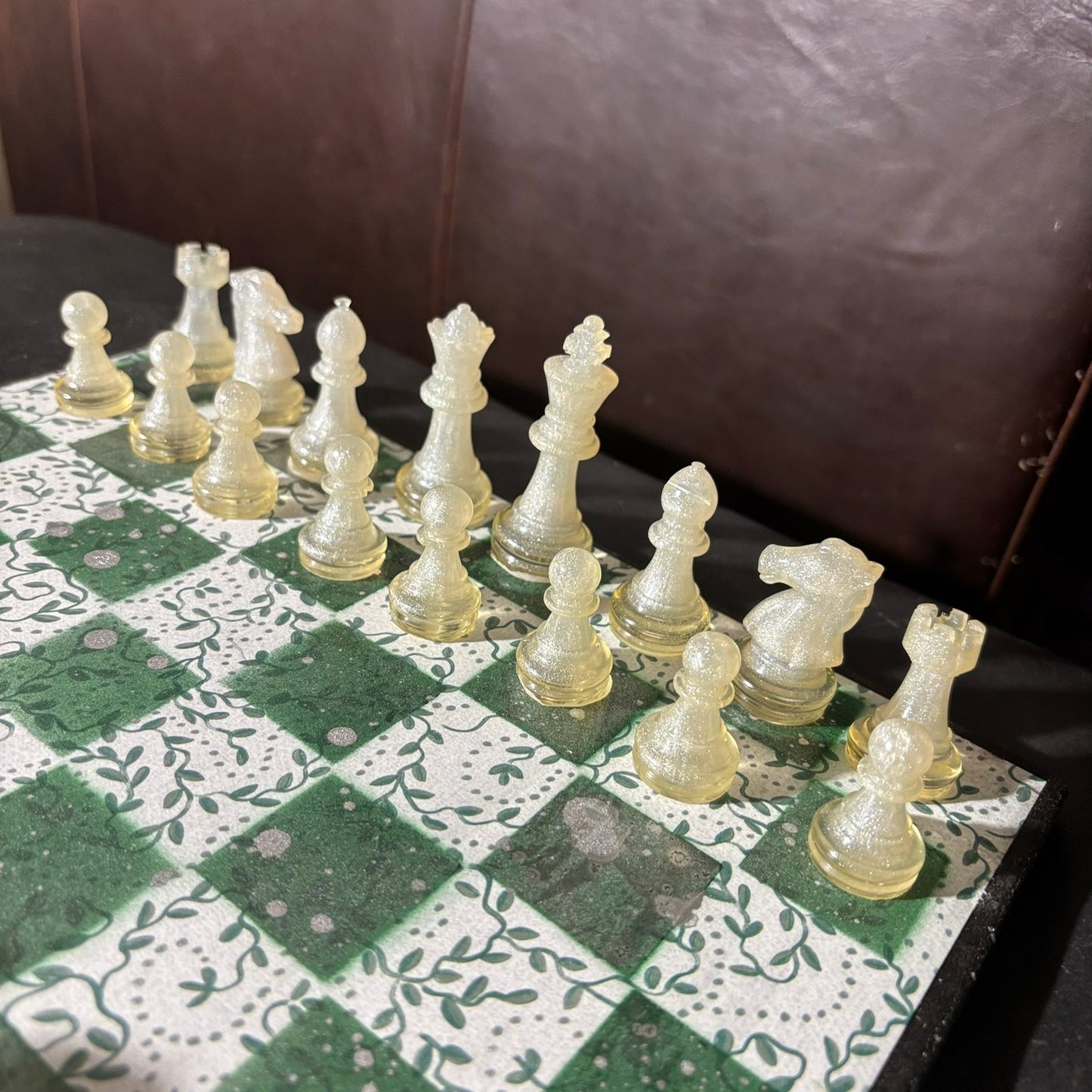 Royal Green Pattern - Scrapbook Chess Set