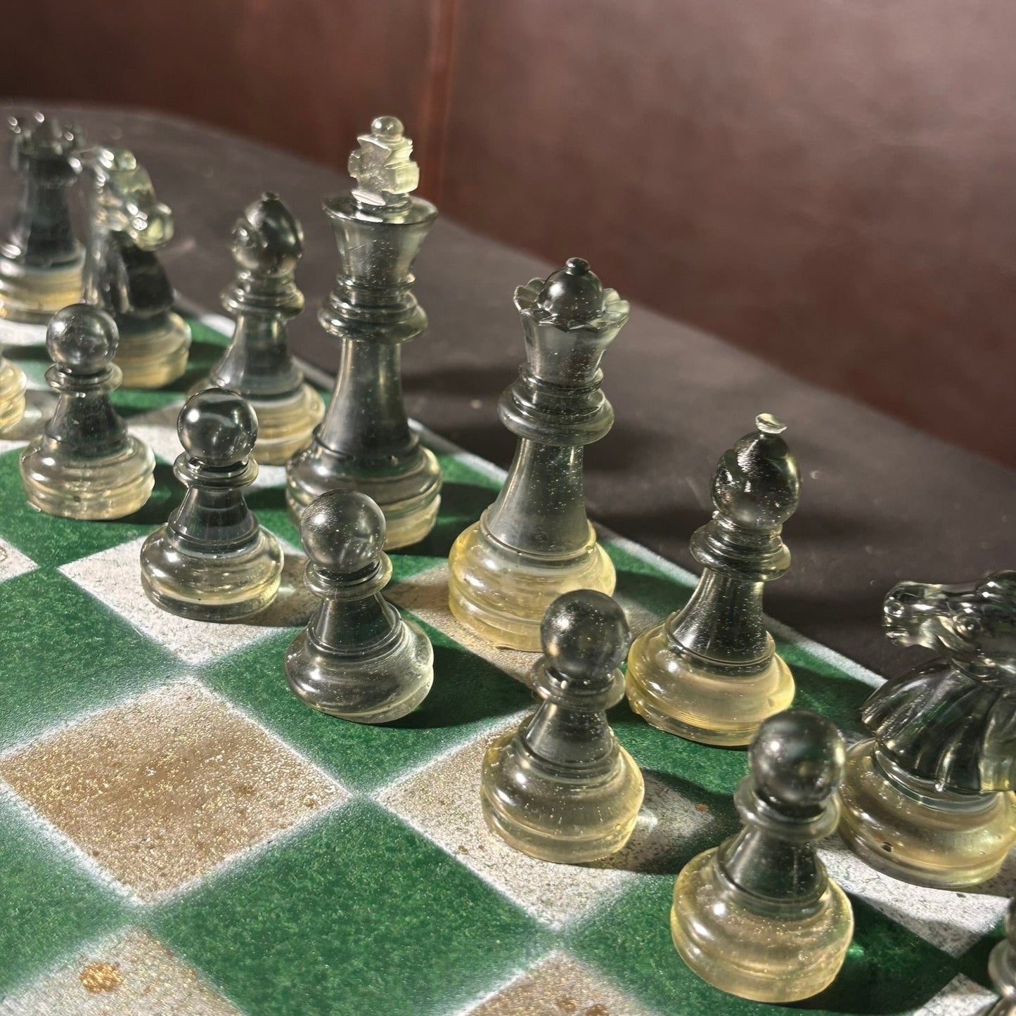 Goldish Green - Painted Chess Set