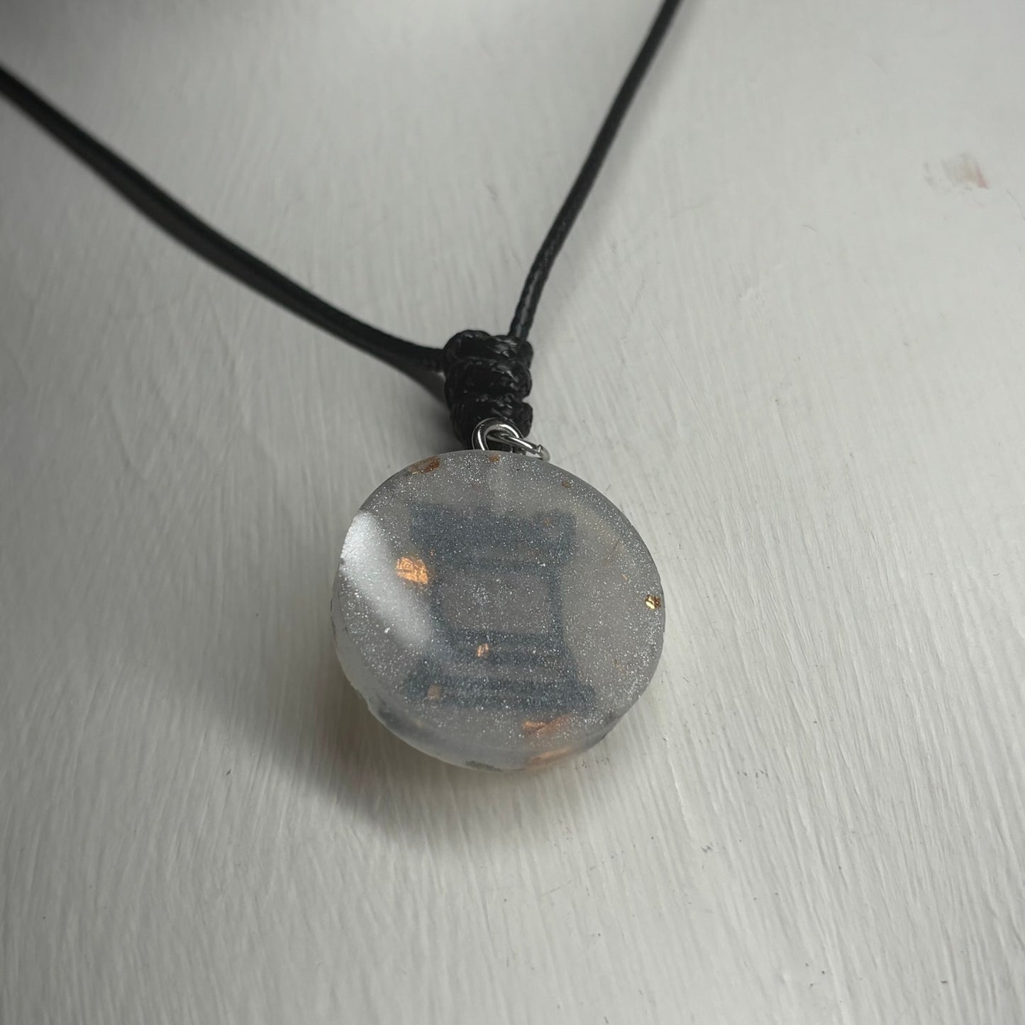 White Crystal Rook - Handmade Resin Chess Necklace