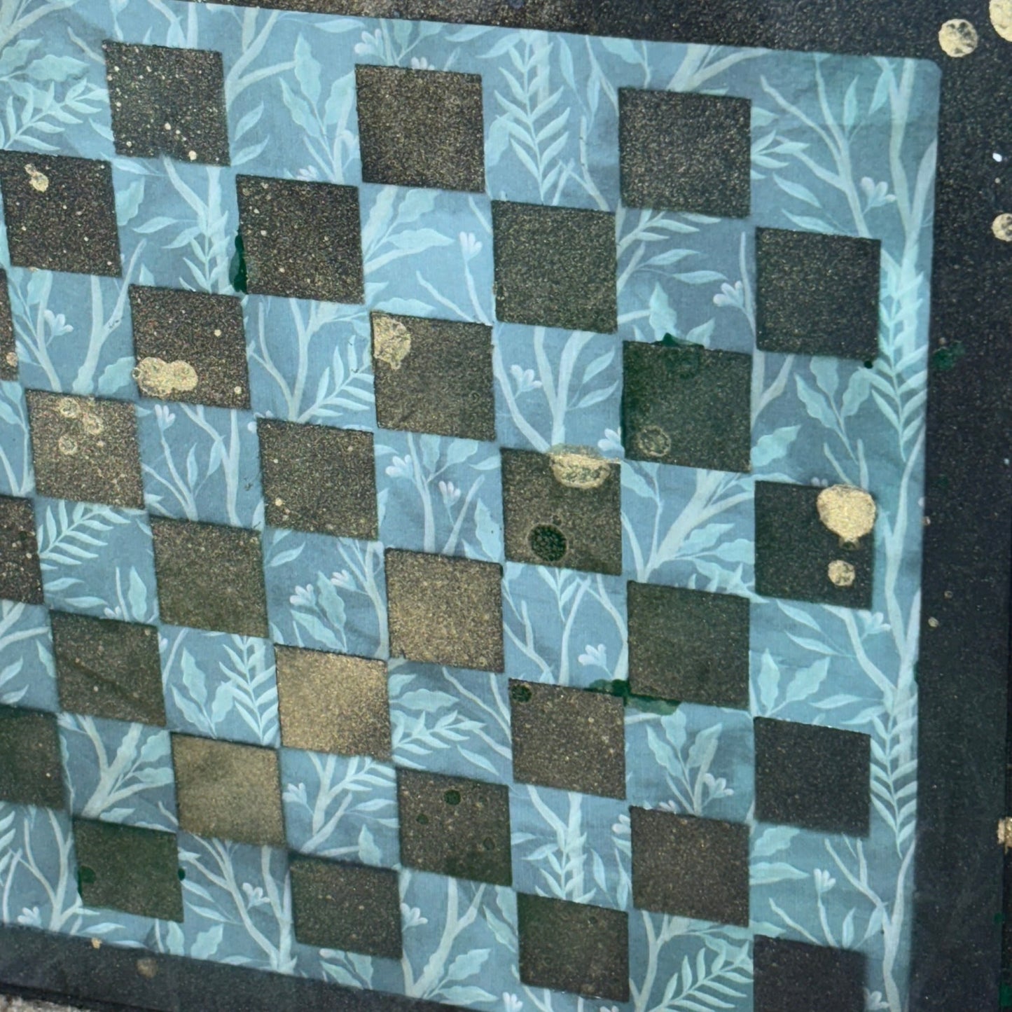 Golden Blue/Green - Scrapbook Chess Board