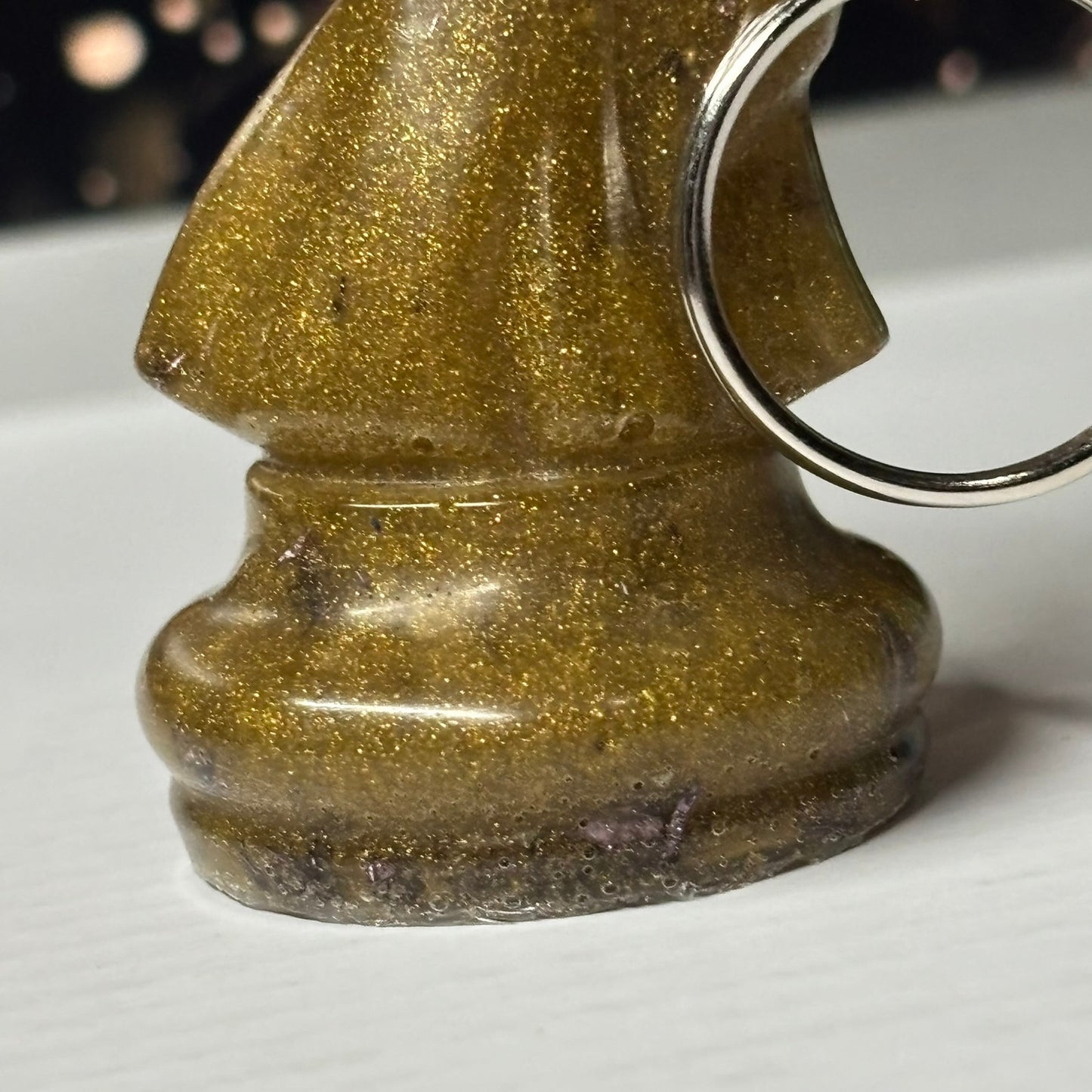 Yellow Brown Knight - Handmade Resin Keychain - Large Edition