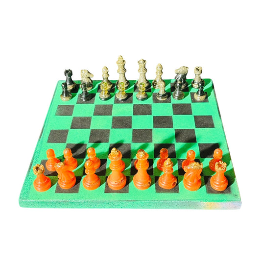 Opal Fire Green - Painted Chess Set