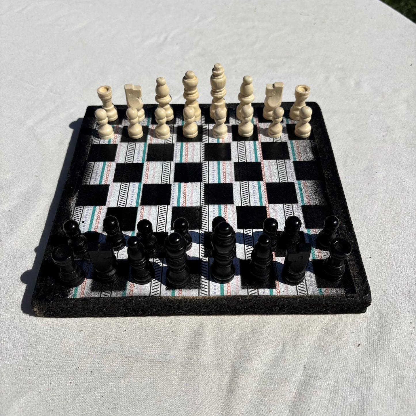 Vintage Lined Pattern - Scrapbook Chess Set