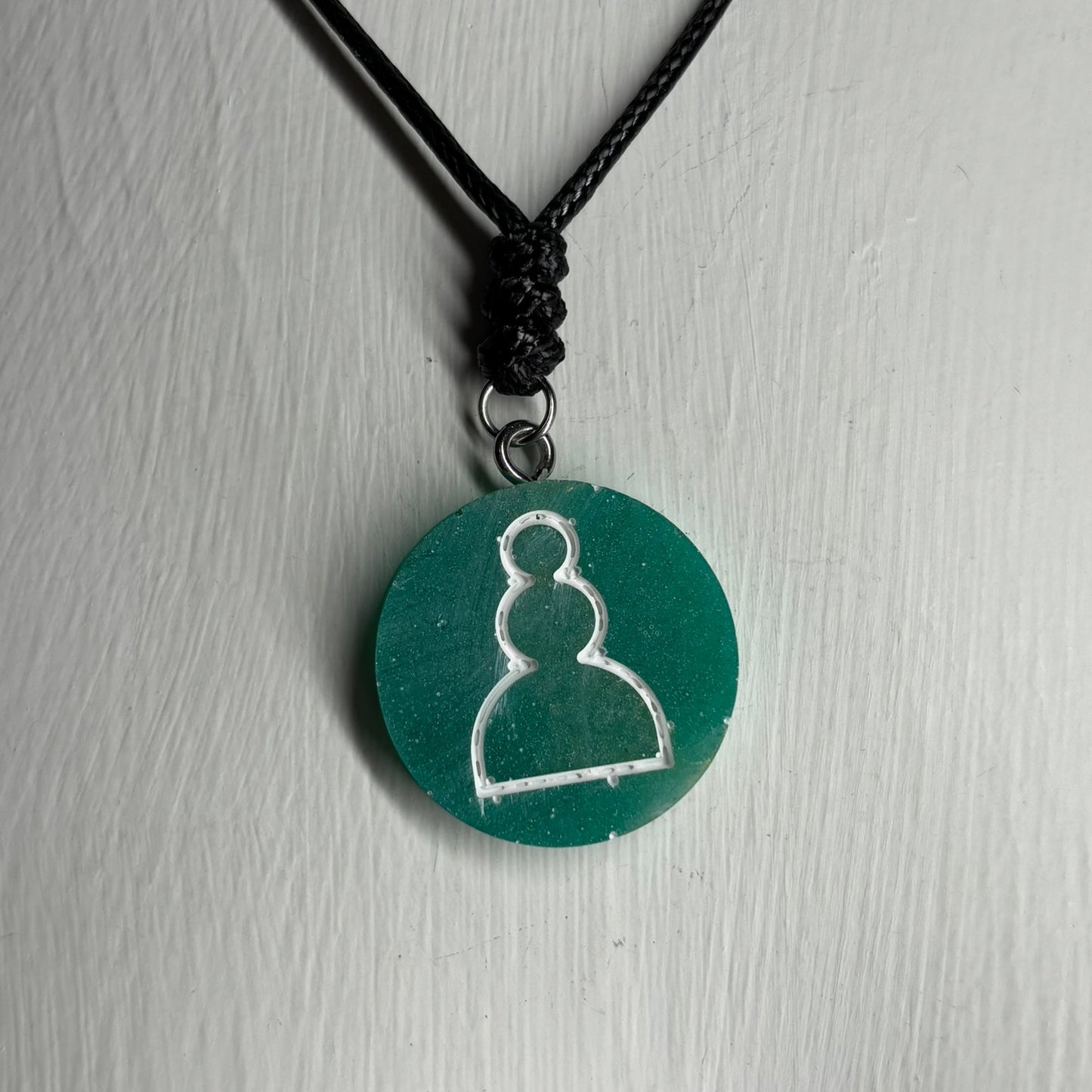 Green Blue Pawn - Handmade Resin Chess Necklace
