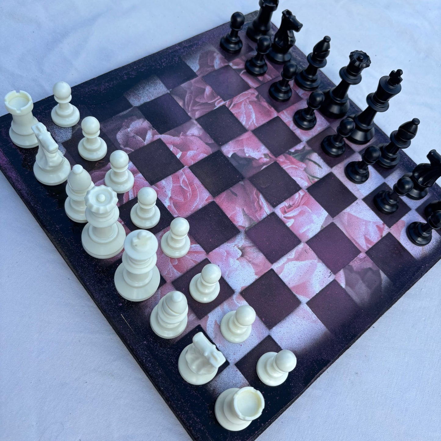 Pink Flowers - Scrapbook Chess Set