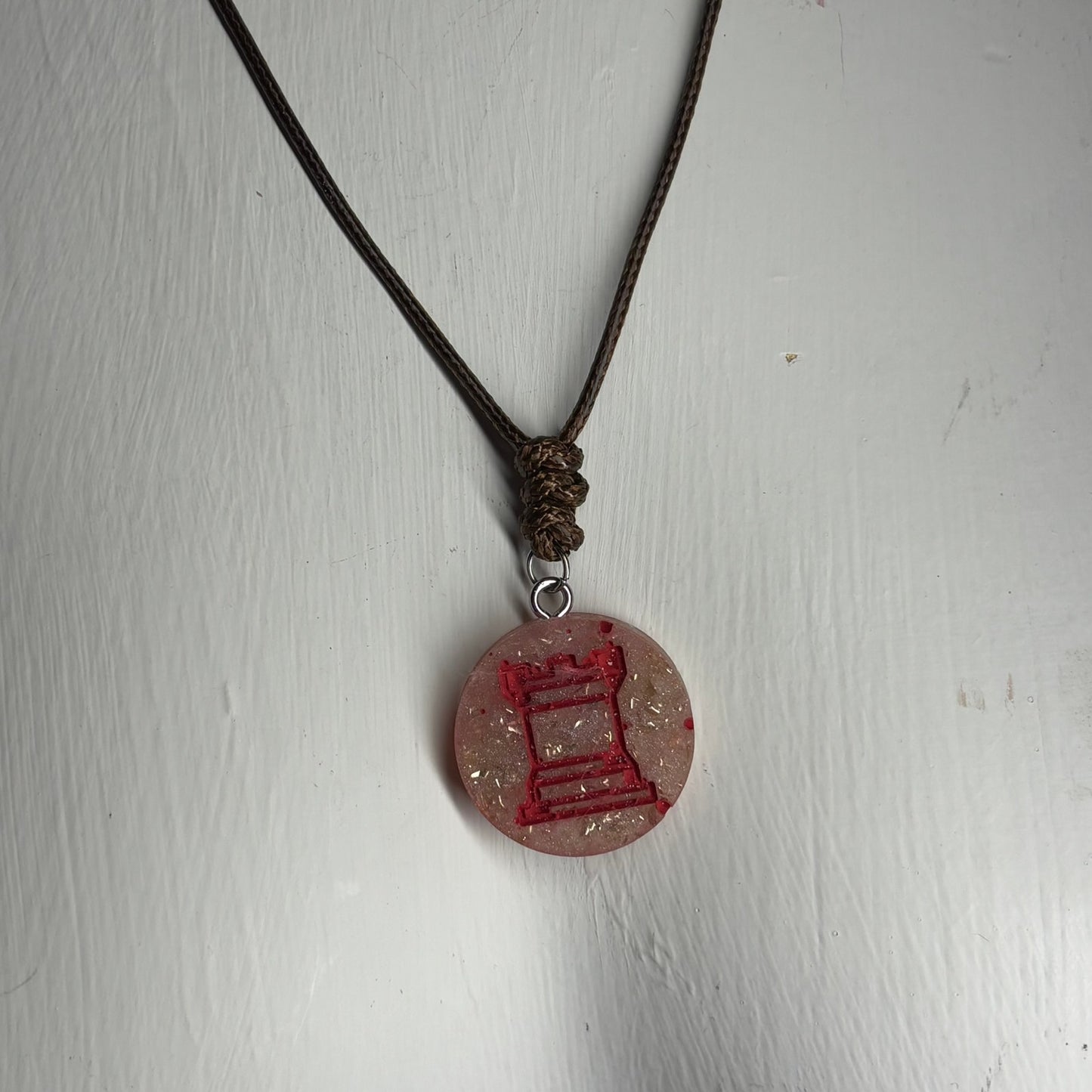 Crystal Rook - Handmade Resin Chess Necklace