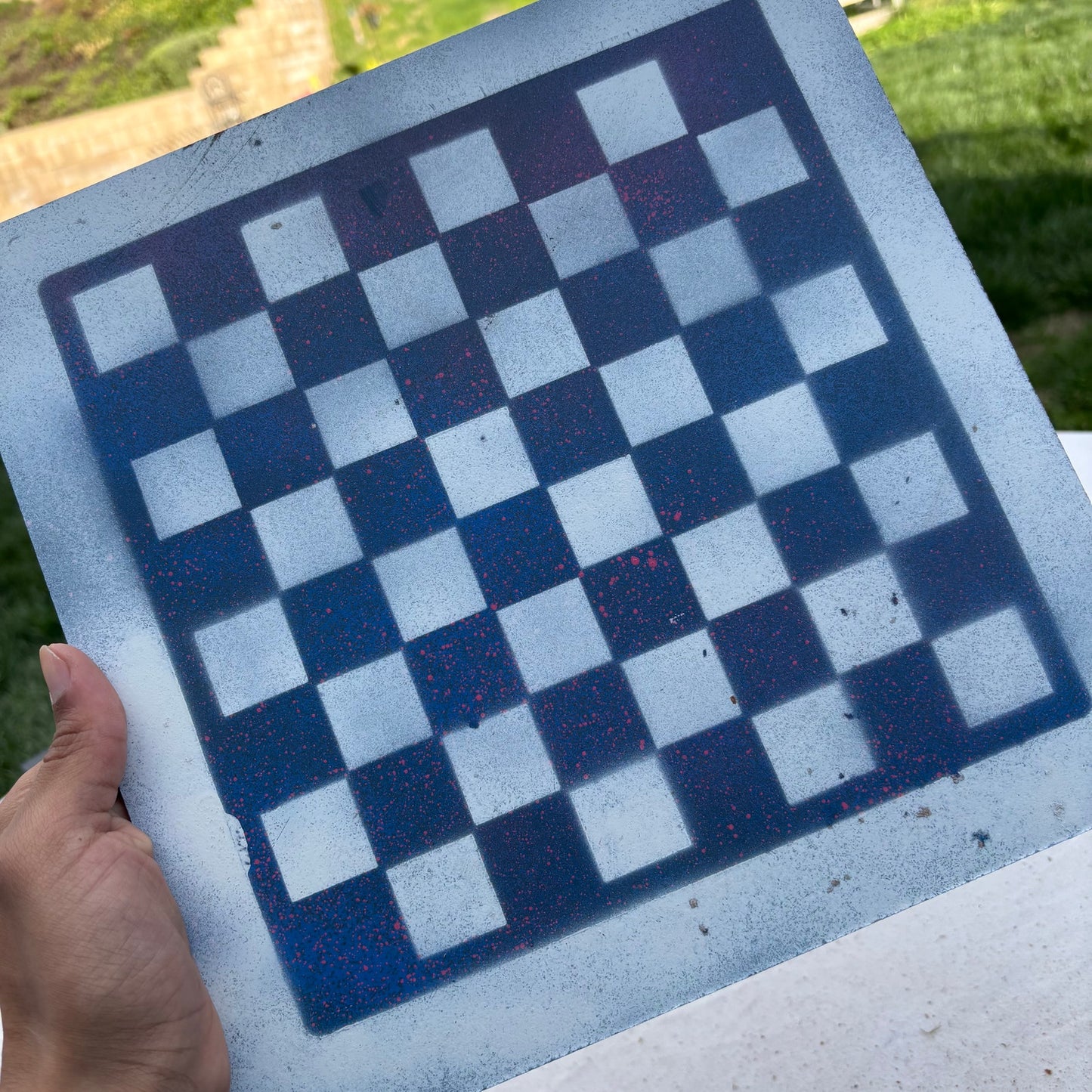 Blue & White - Painted Chess Set