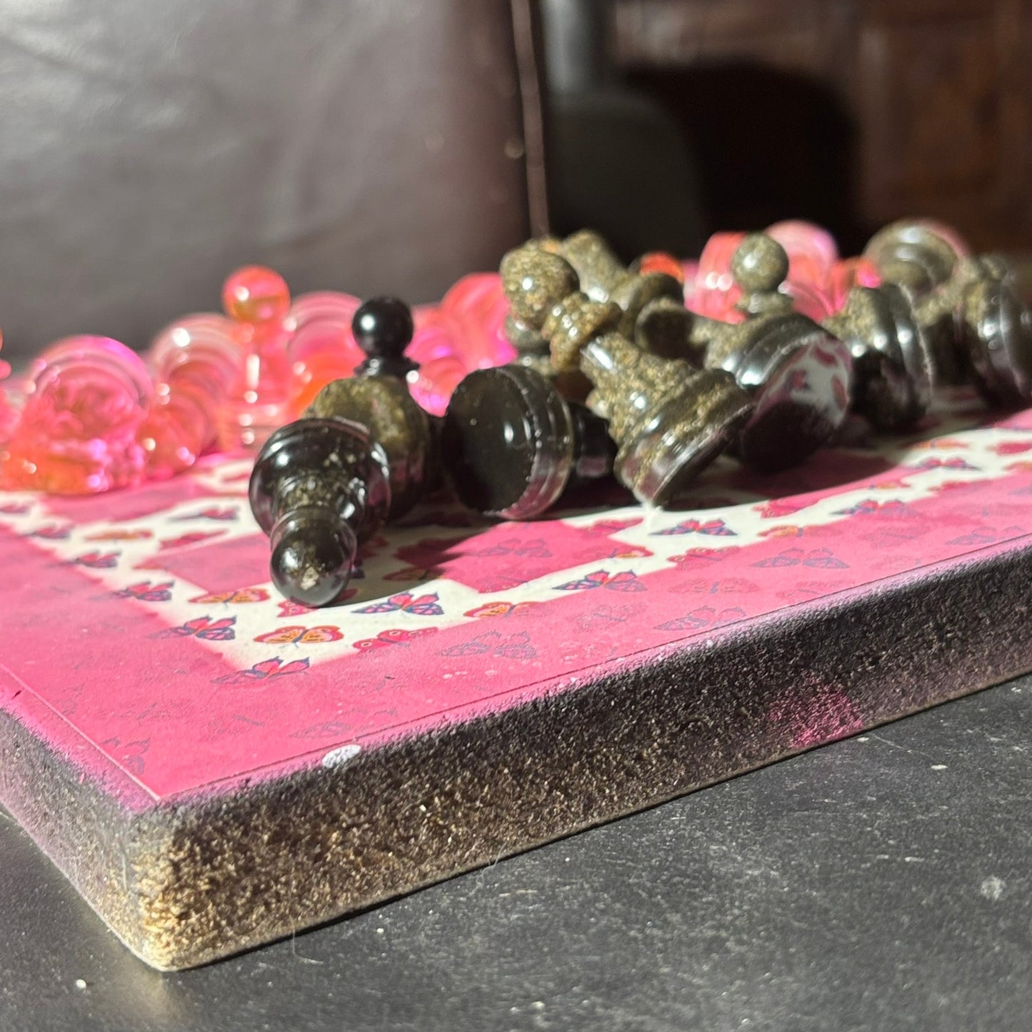 Pink Butterfly - Scrapbook Chess Set
