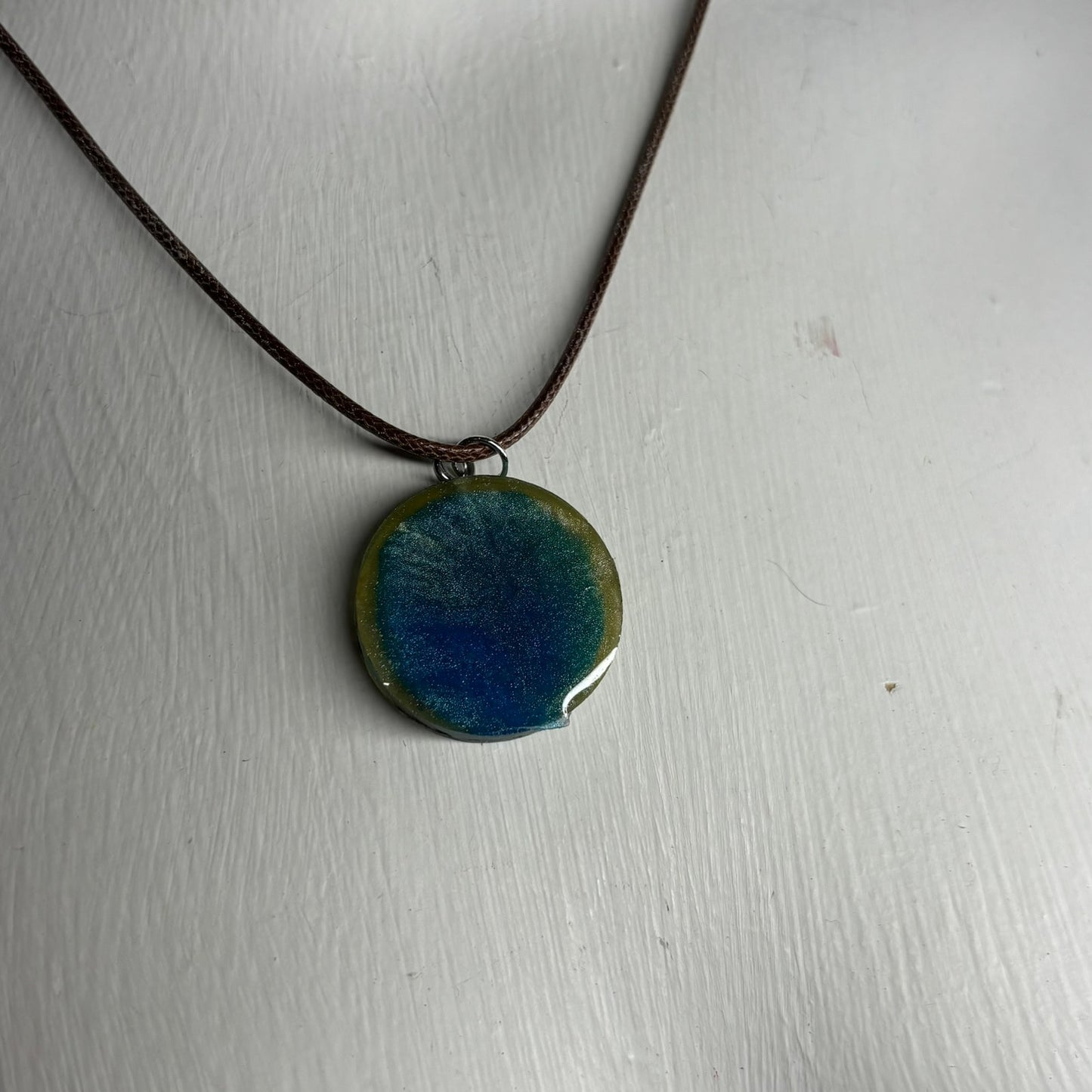 Green Blue Rook - Handmade Resin Chess Necklace