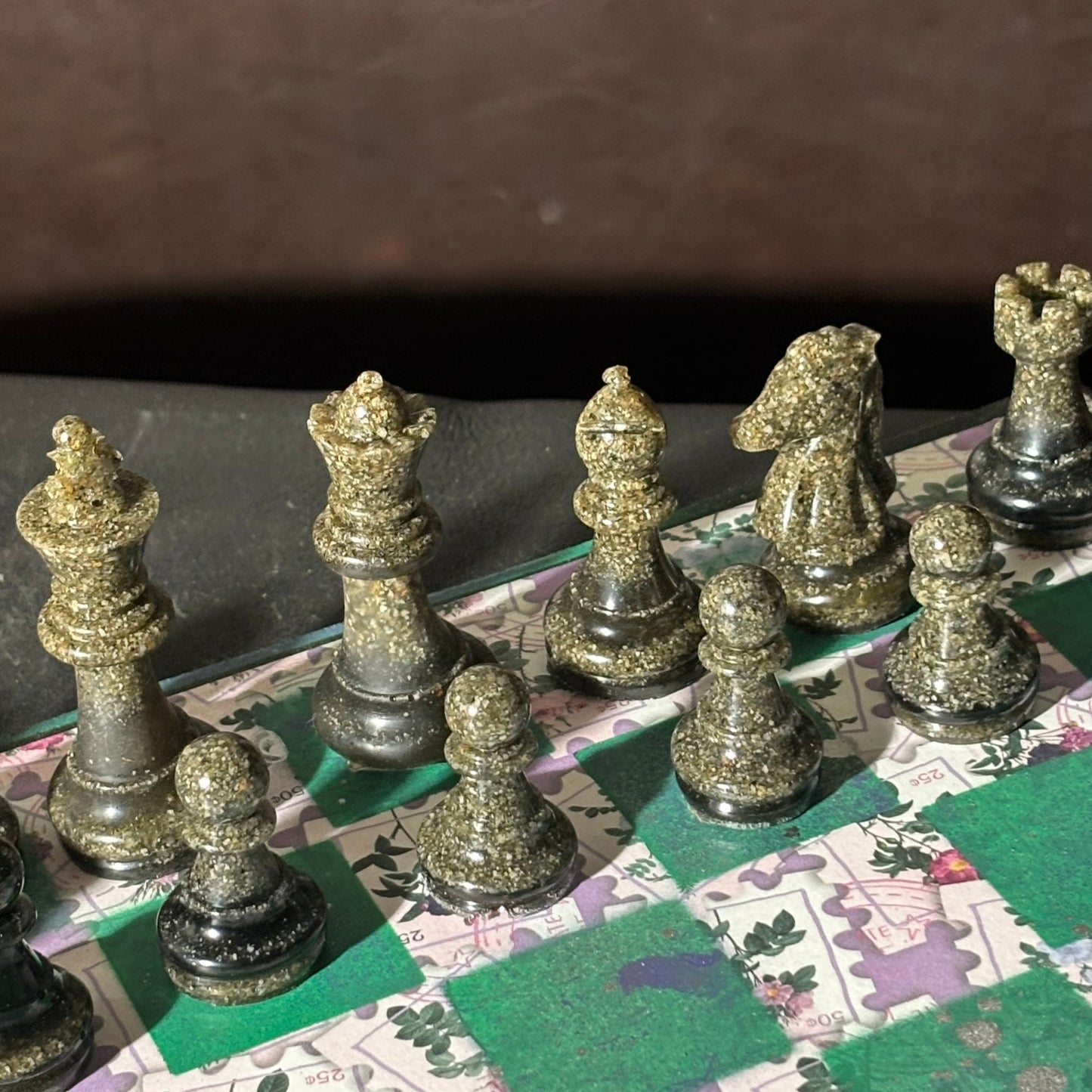 Puzzled Green - Scrapbook Chess Set