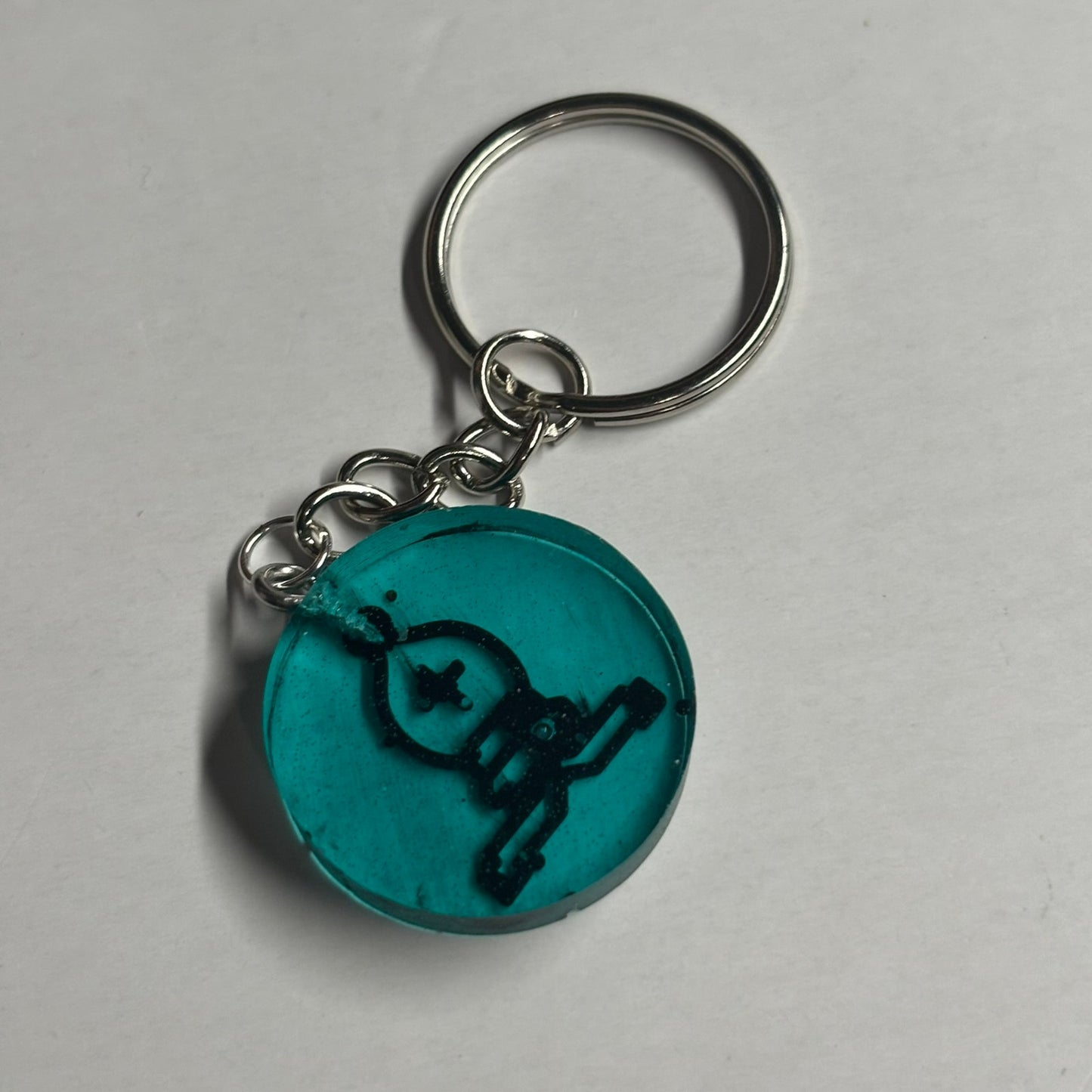 Bluish/Green Translucent Bishop - Handmade Resin Keychain