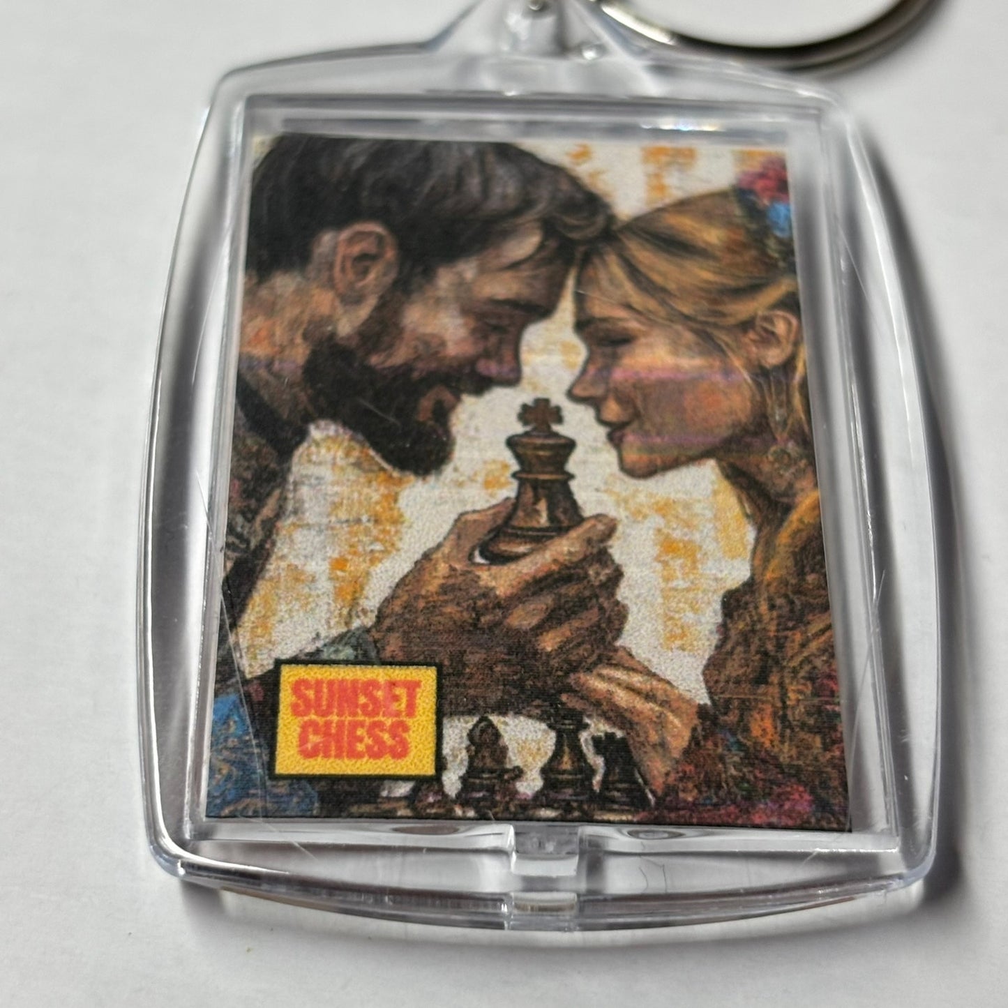 Falling In Love - Sunset Chess Photo Keychain