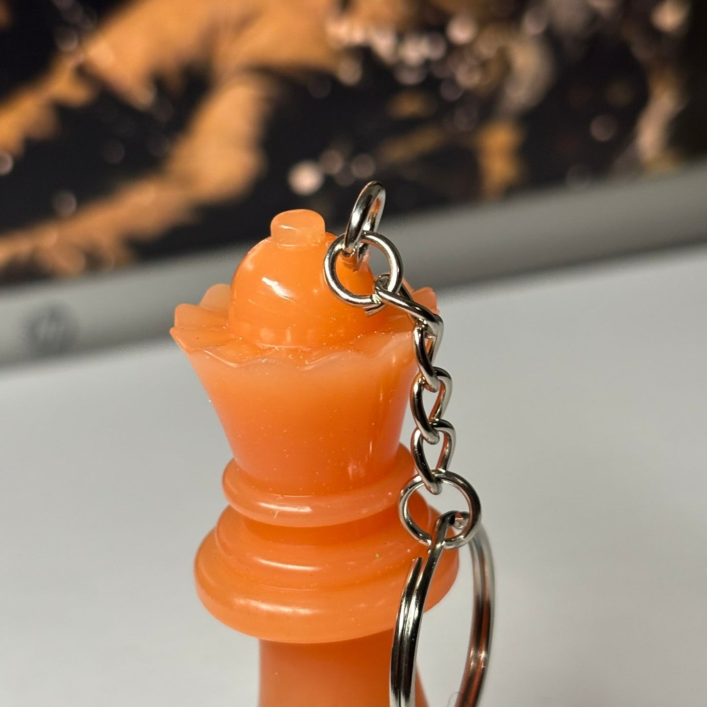 Blue Crystal Bottom Queen - Handmade Resin Keychain - Large Edition