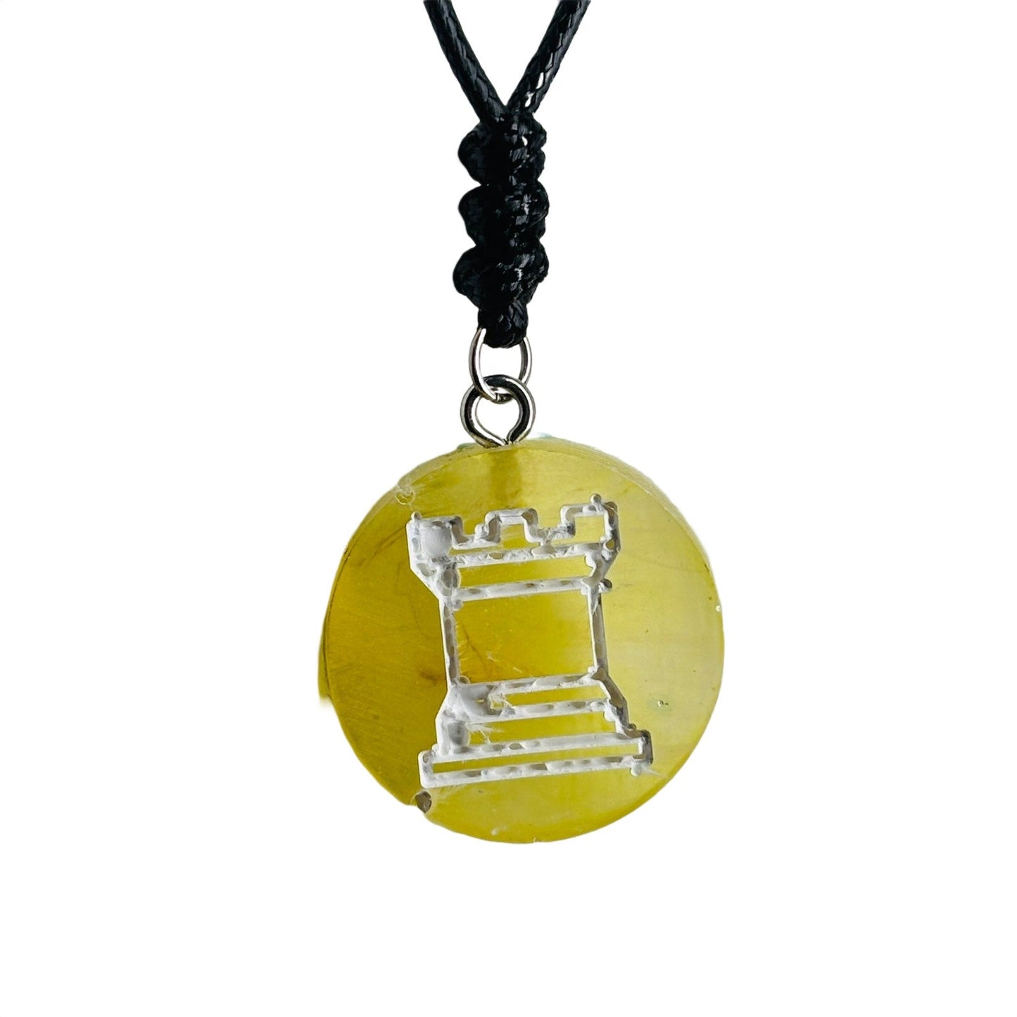 🎁 Bright Yellow Rook - Handmade Resin Chess Necklace (100% off)