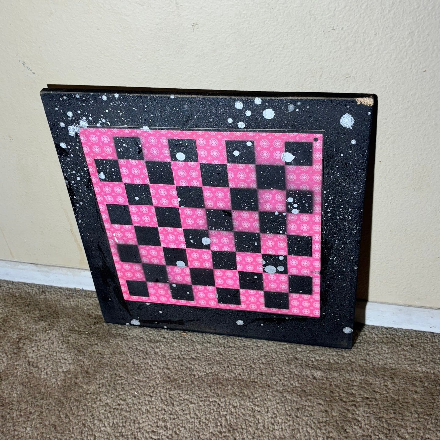 Pinkish Red Vintage Pattern - Large Scrapbook Chess Board