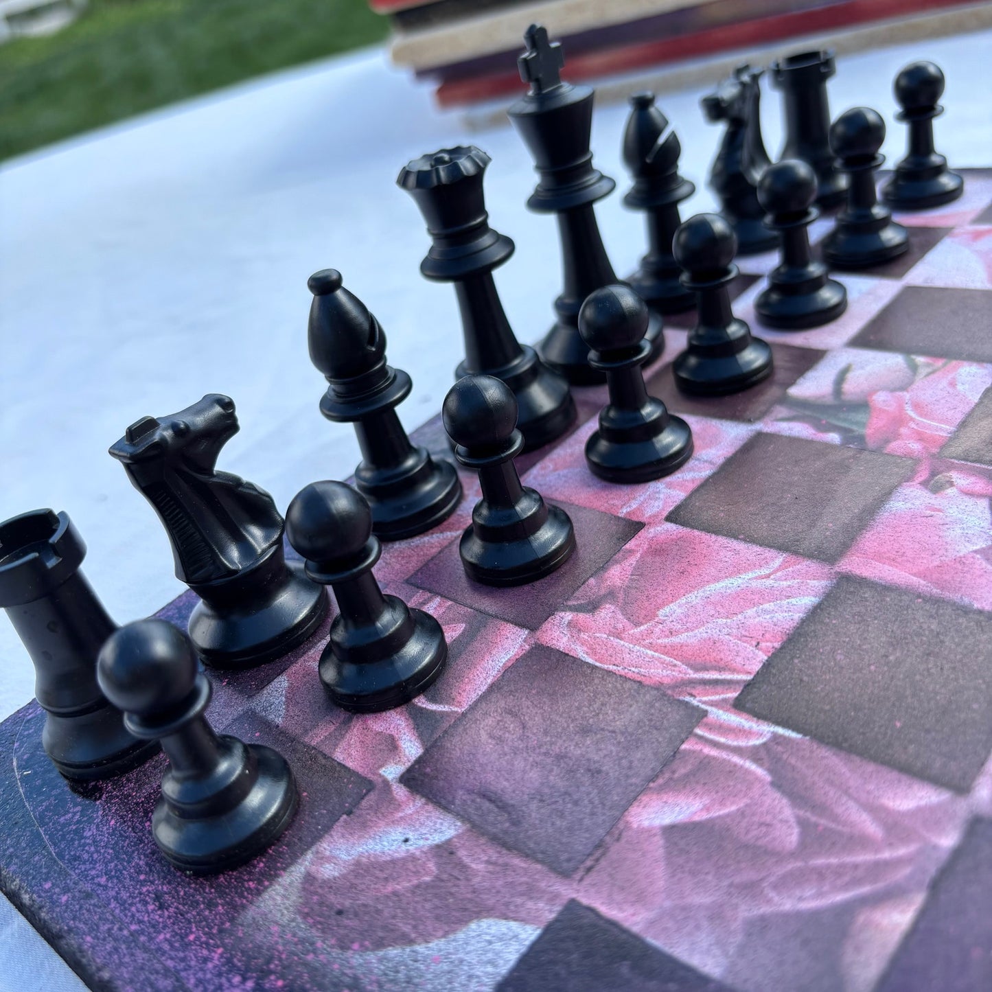 Pink Flowers - Scrapbook Chess Set