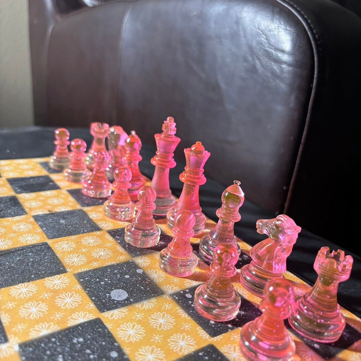 Yellow & Pink Vintage Pattern - Scrapbook Chess Set