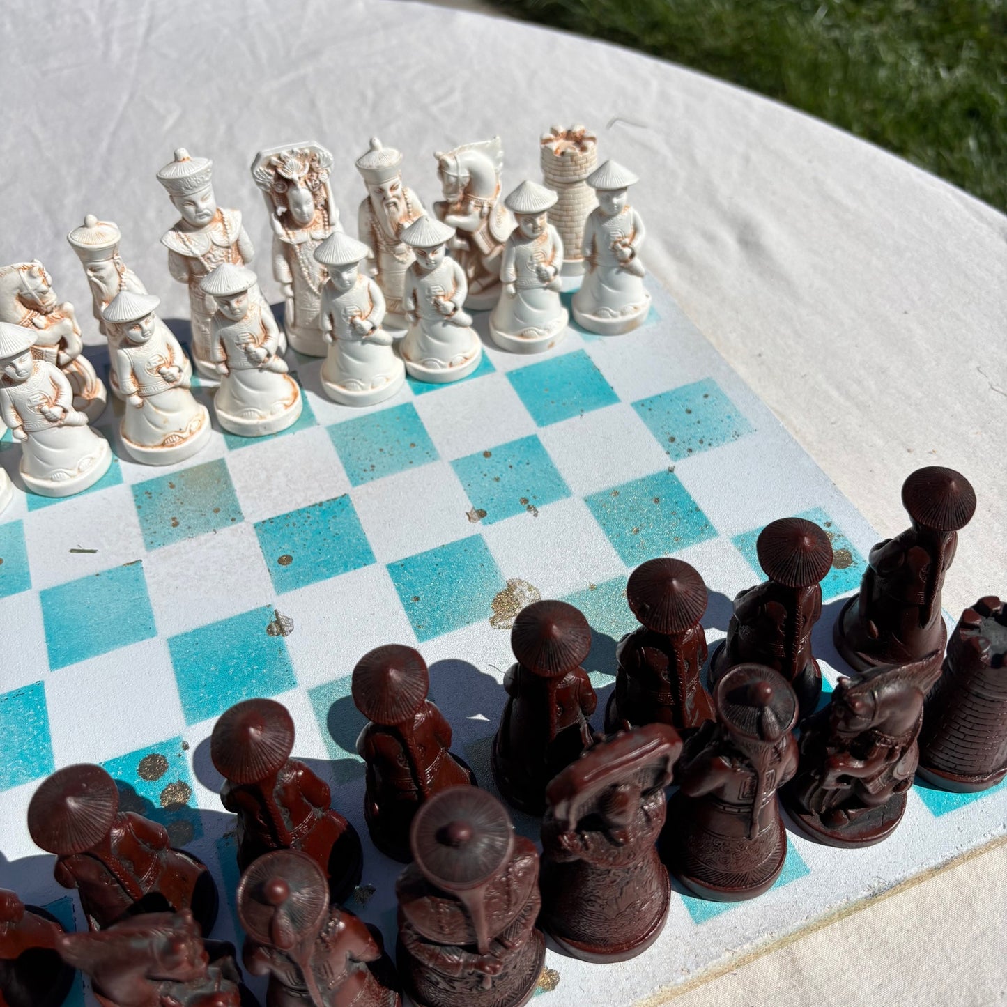 Mint Golden Blue - Chinese Edition Chess Set