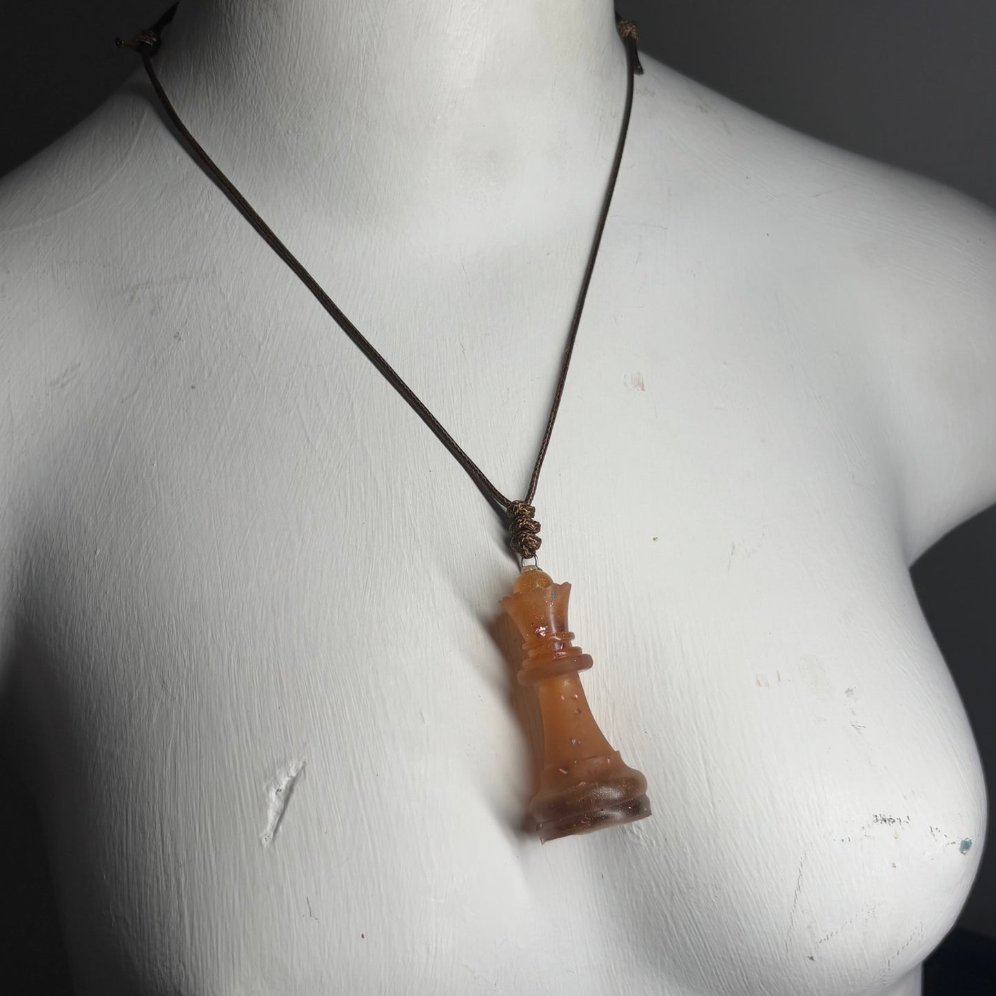 Vintage Orange Queen - Handmade Resin Chess Necklace