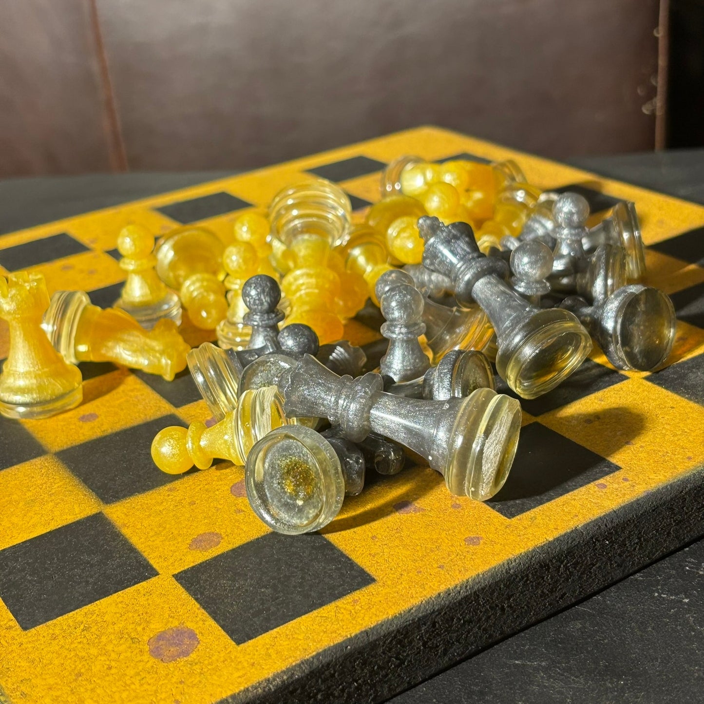 Yellow & Black - Painted Chess Set