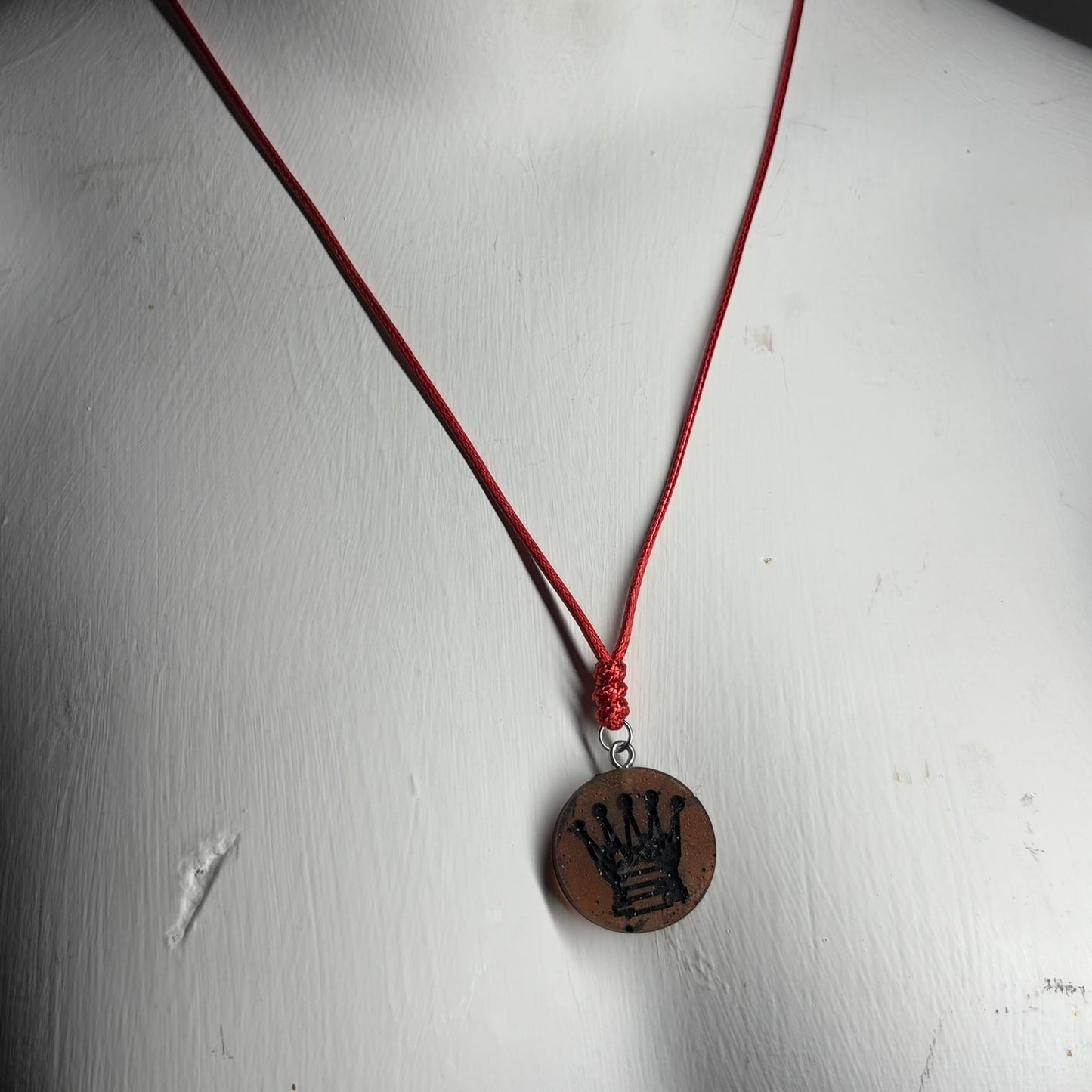 Tattered Orange Queen - Handmade Resin Chess Necklace