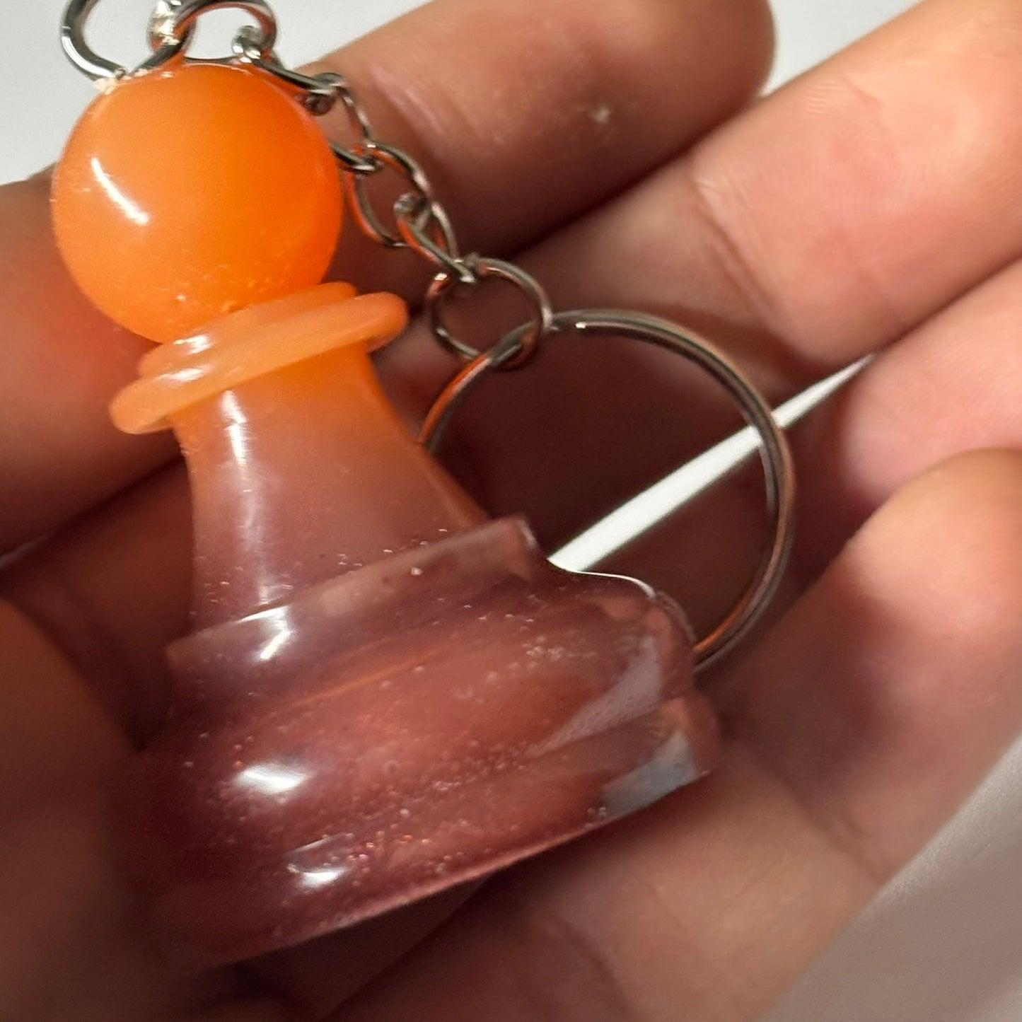 Orange Rising Pawn - Handmade Resin Keychain - Large Edition