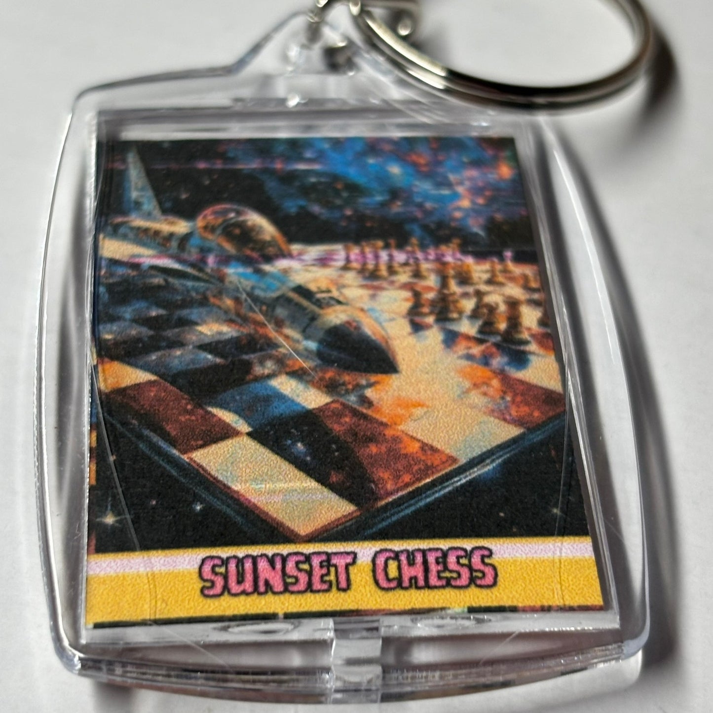 Space Jet - Sunset Chess Photo Keychain