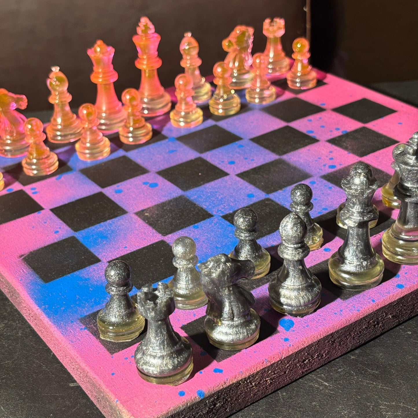 Purple Dripped Space - Painted Chess Set