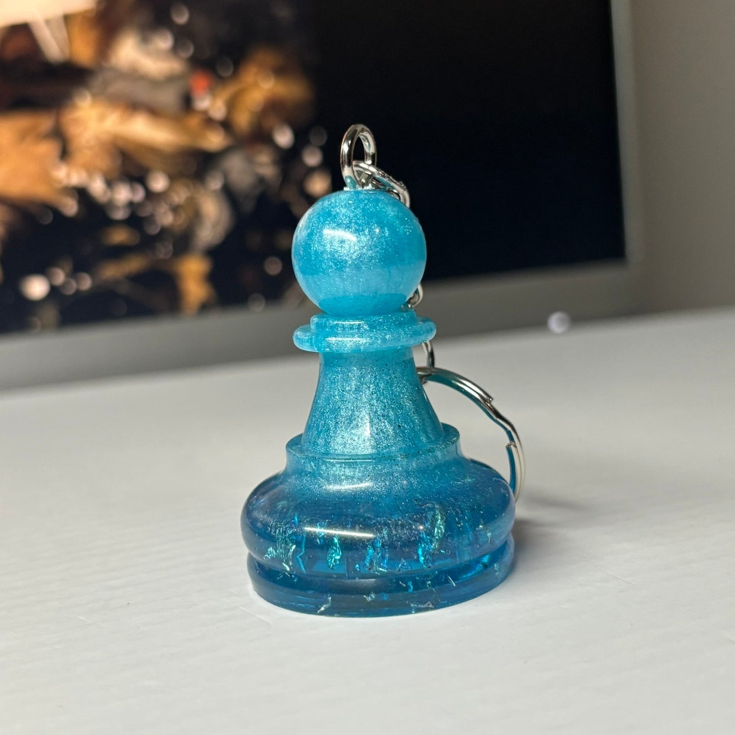 Frozen Blue Pawn - Handmade Resin Keychain - Large Edition