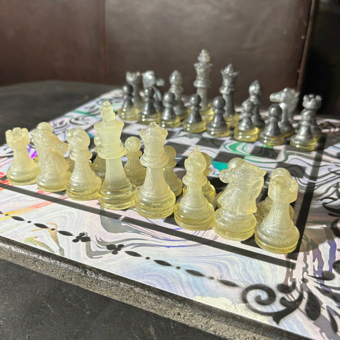 Chrome Shine Pattern - Scrapbook Chess Set