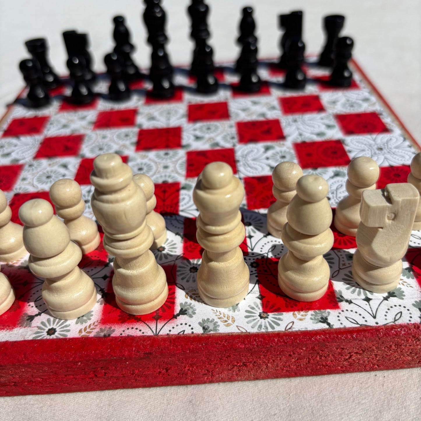 Vintage Red & White - Scrapbook Chess Set