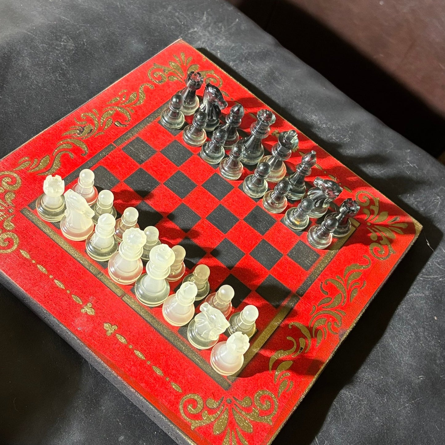 Golden Black & Red - Painted Chess Set