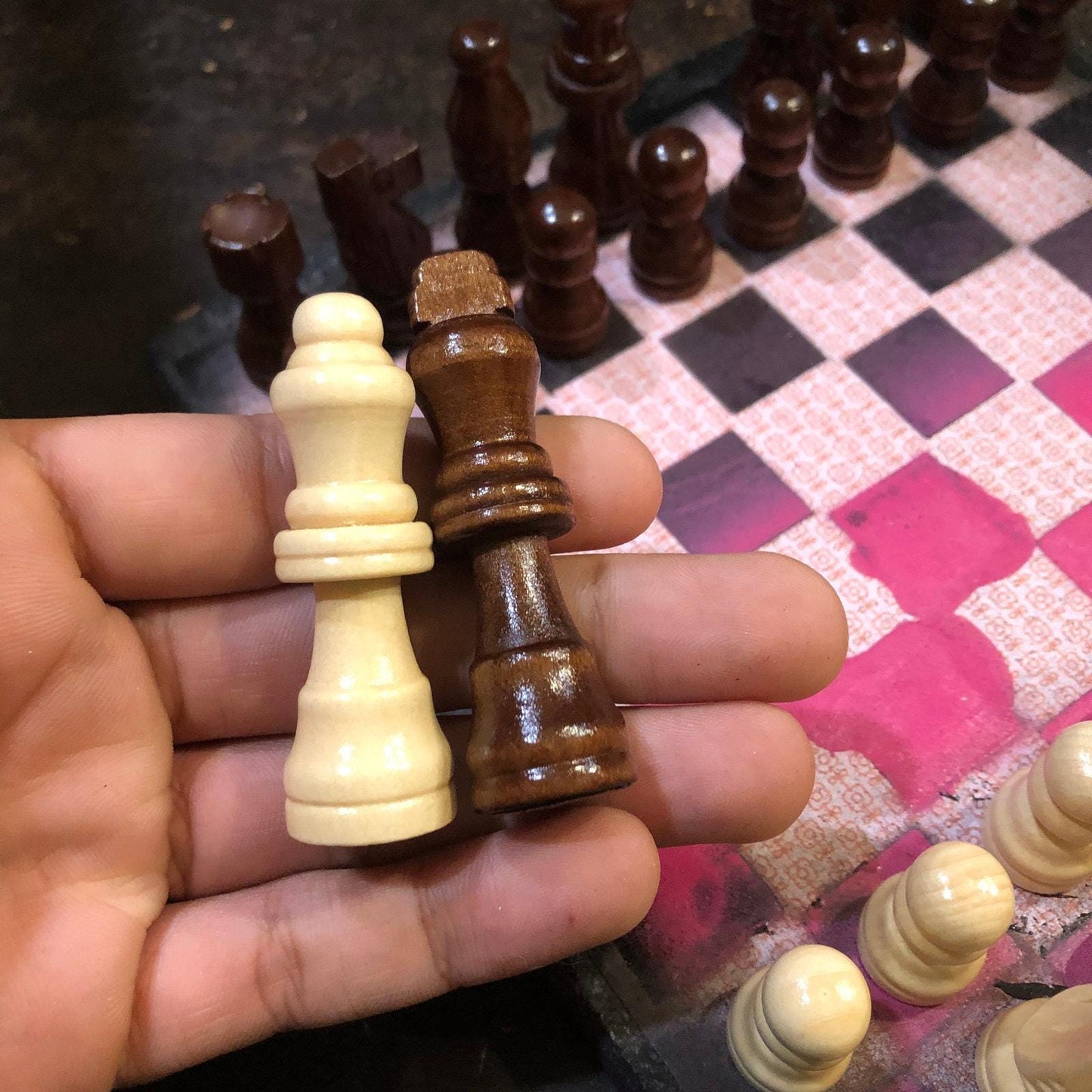 Scrapbook Chess Set - Hot Pink & Black
