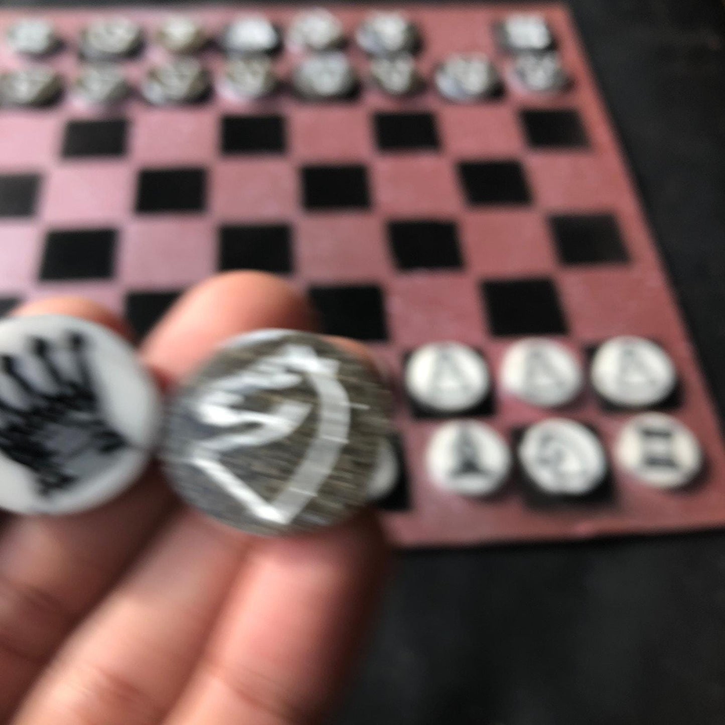 Chess Set - Faded Red Snow