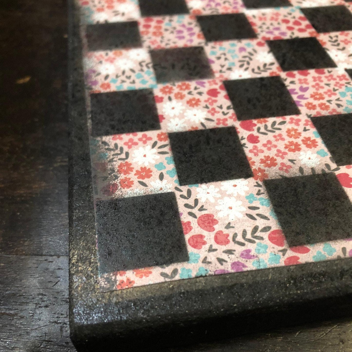 Scrapbook Chess Set - Colorful Flowers