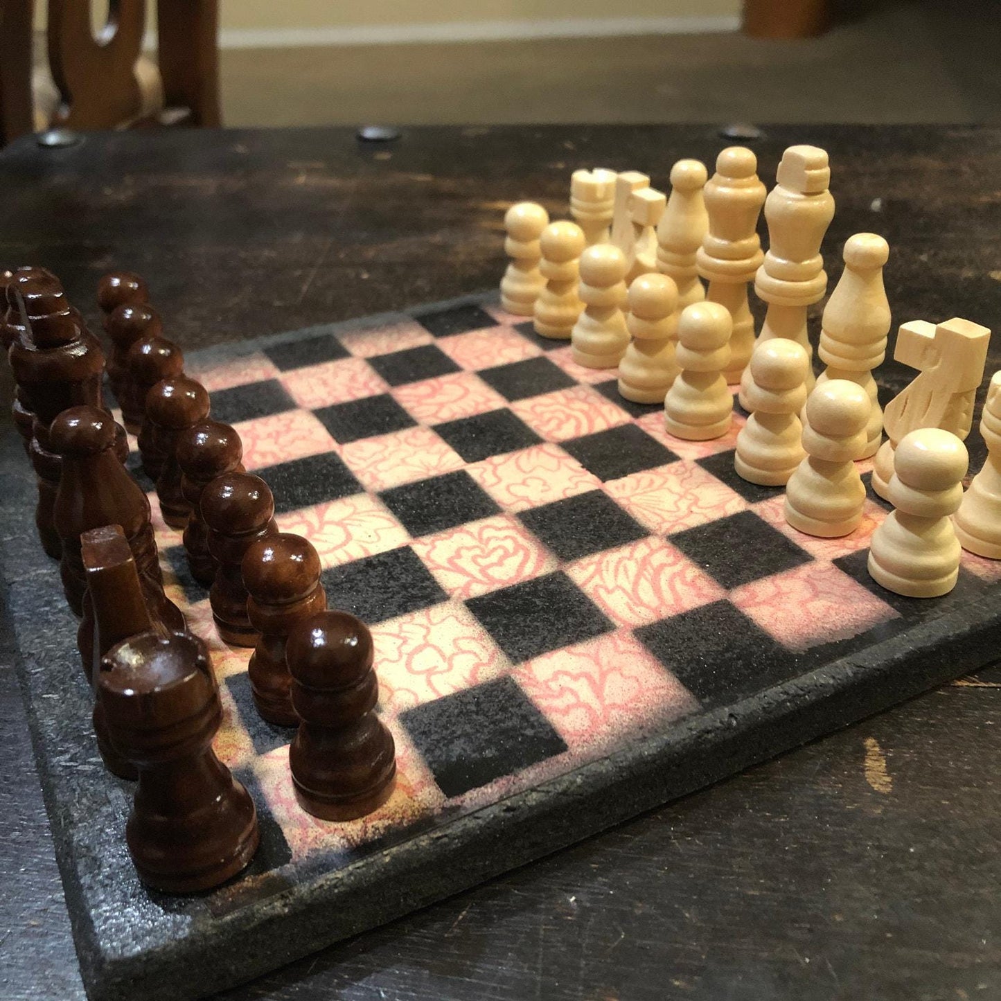 Scrapbook Chess Set - Sunset Orange Flower