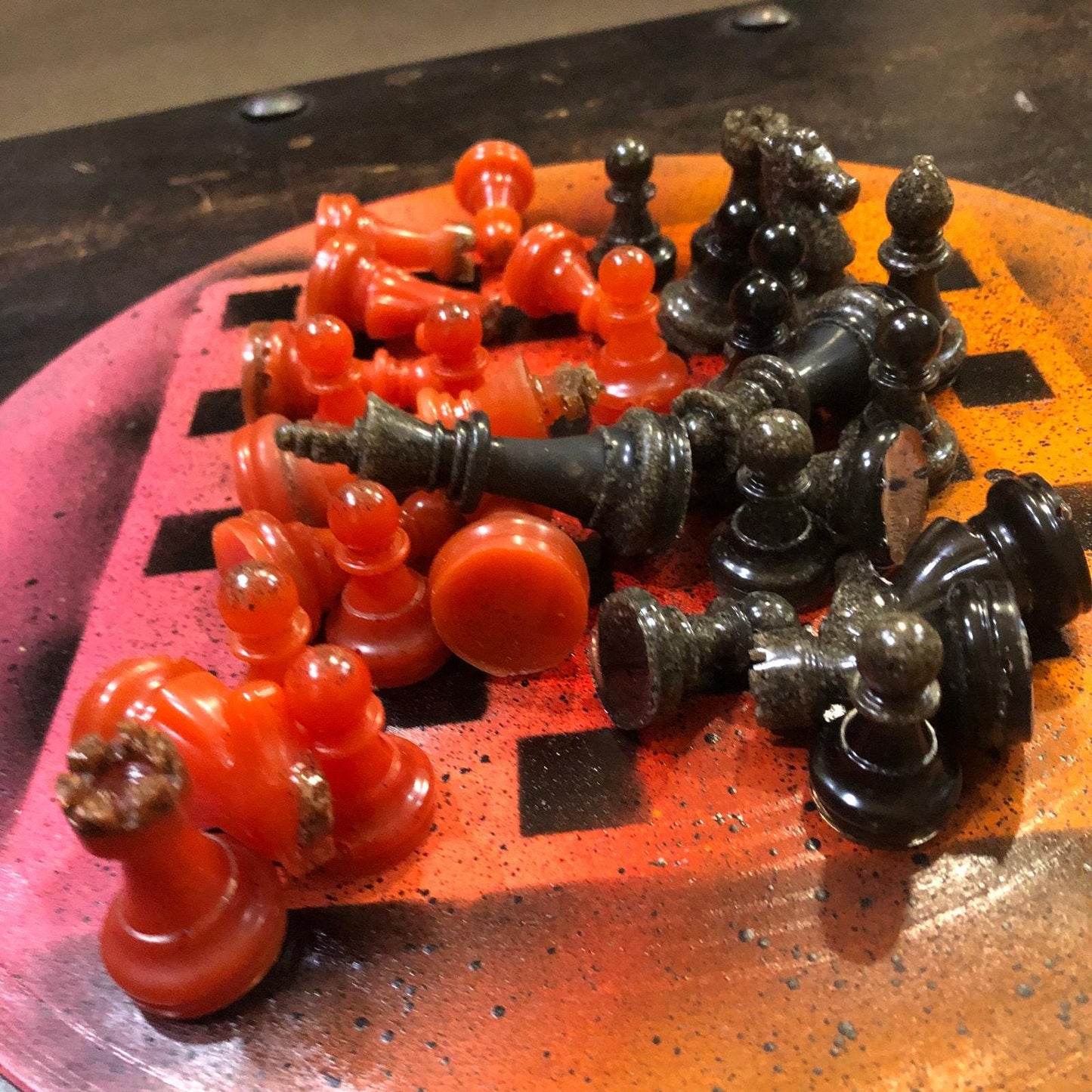 Vinyl Chess Set - Lava Orange (Resin Pieces)
