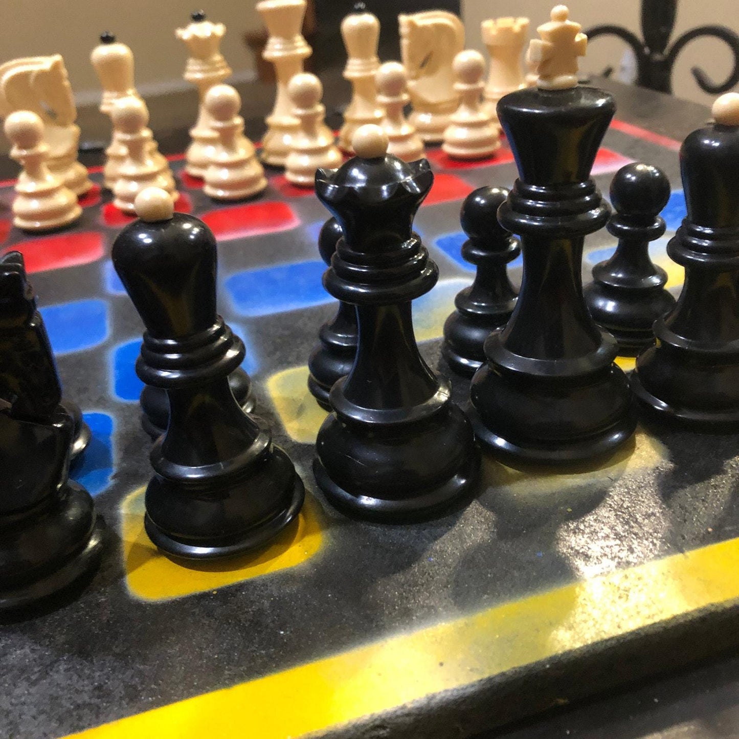 Large Chess Set - Red Blue & Yellow Mix