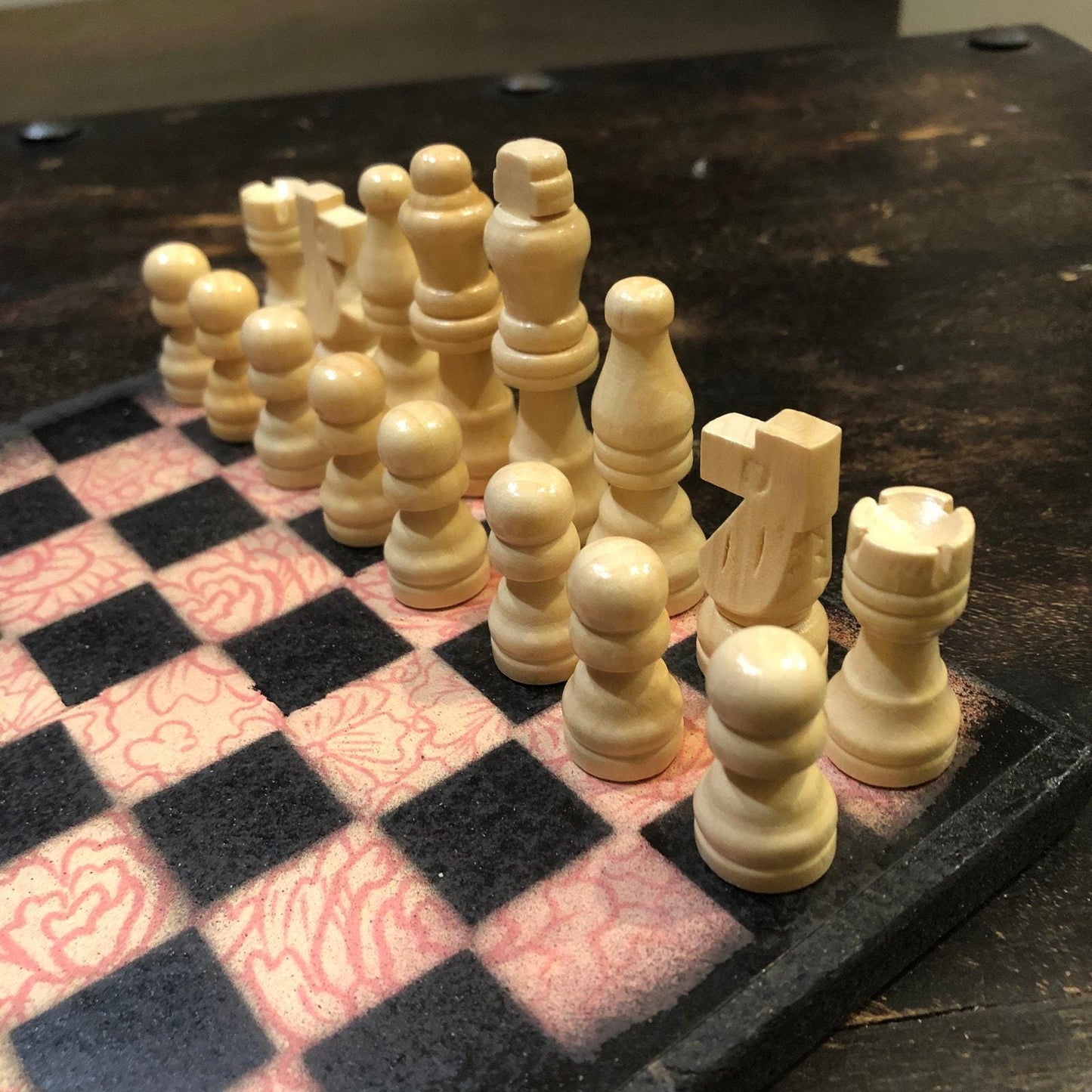 Scrapbook Chess Set - Sunset Orange Flower