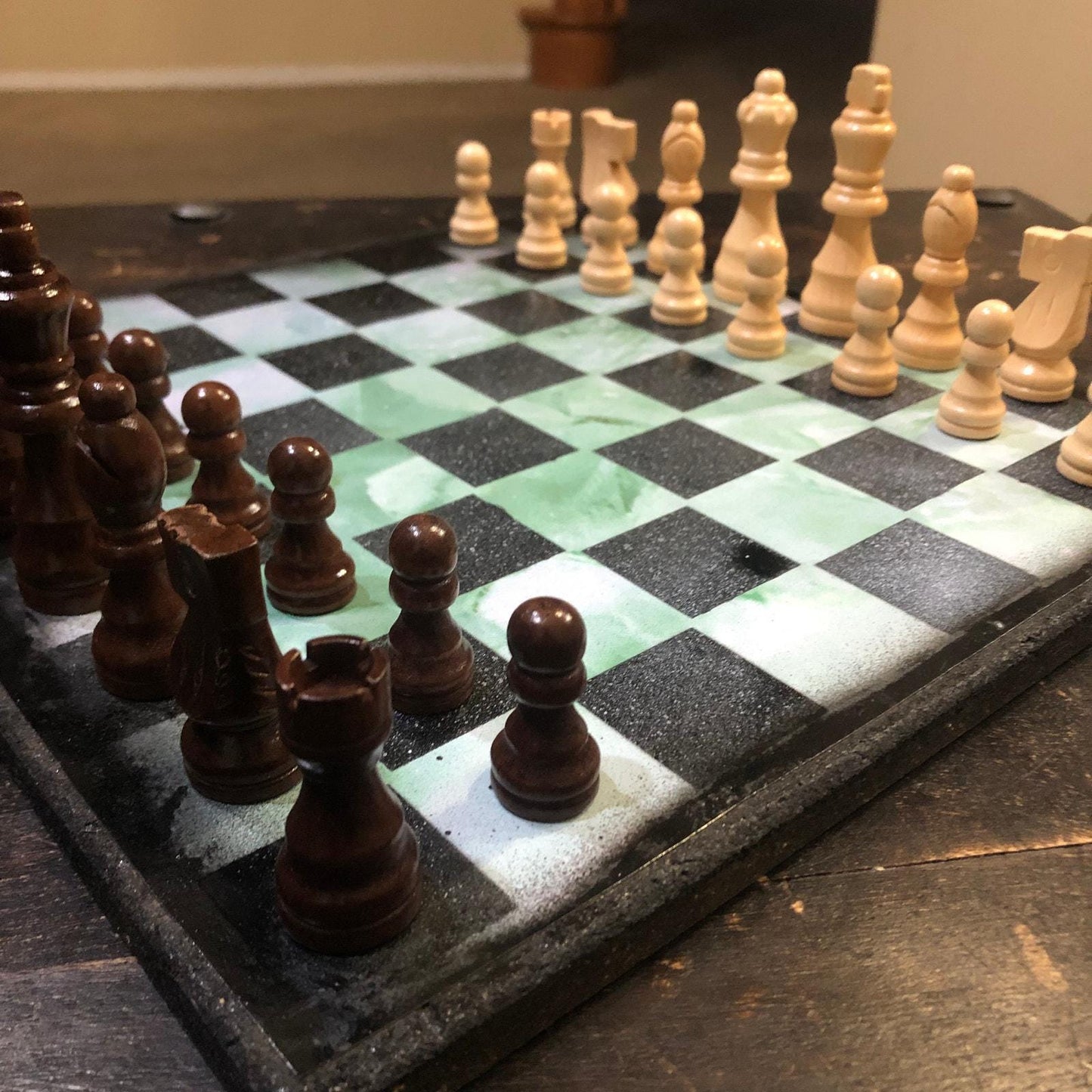 Scrapbook Chess Set - Green & Black