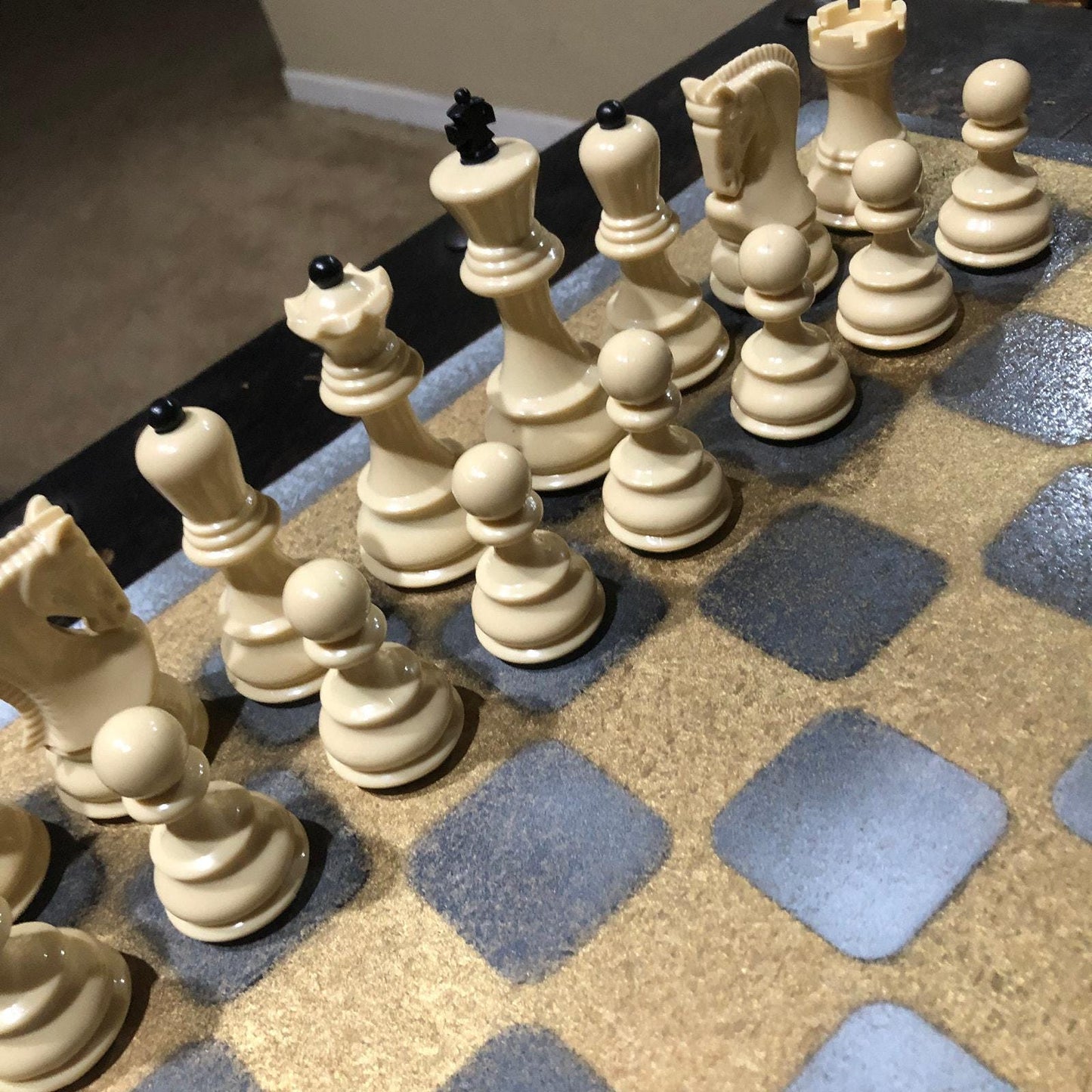 Large Painted Chess Set - Gold & Gray