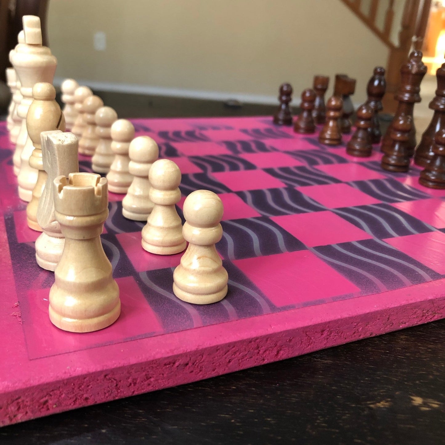 Scrapbook Chess Set - Pink Waves