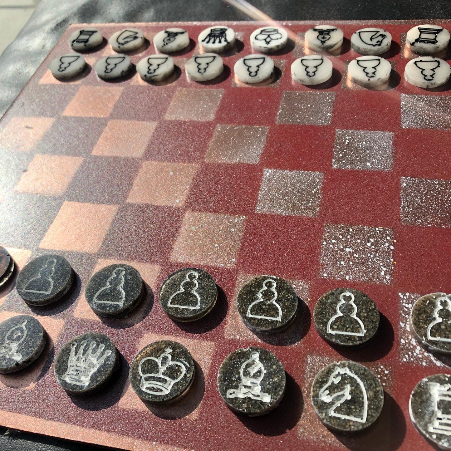 Chess Set - Red Chrome Shine