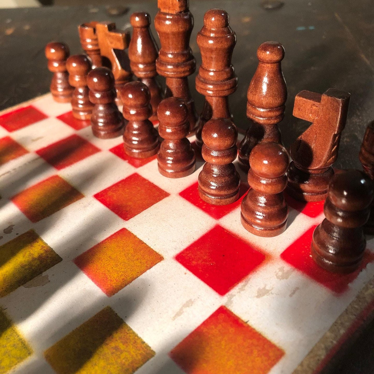 Scrapbook Chess Set - Red & Yellow
