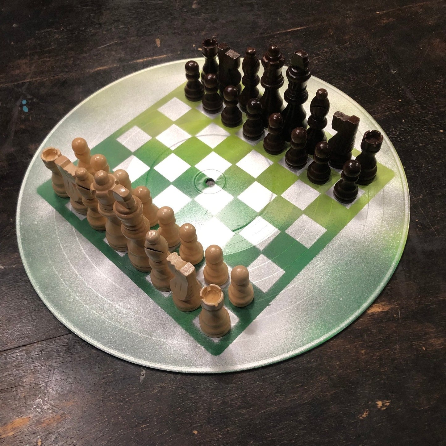 Vinyl Chess Set - Green Chrome