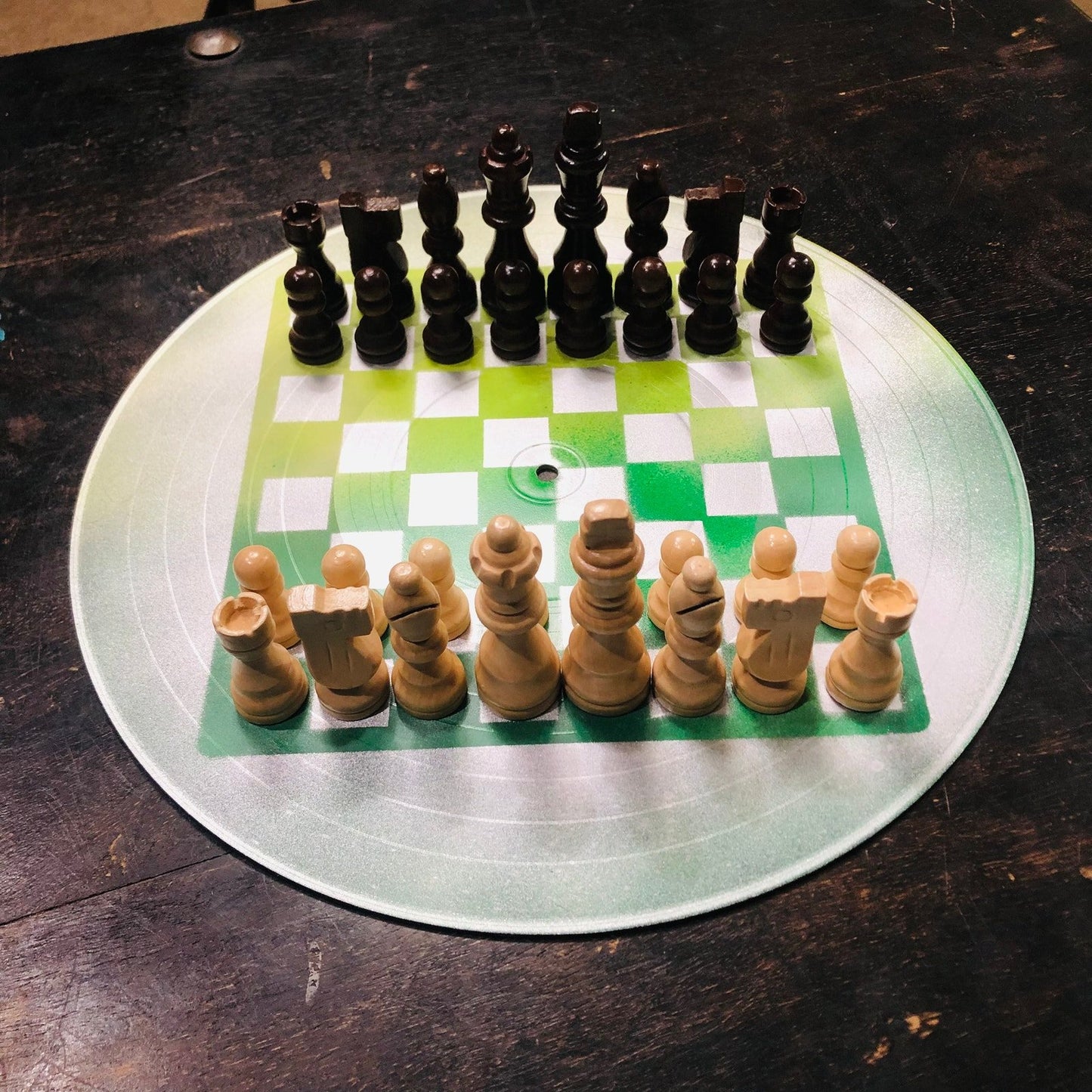 Vinyl Chess Set - Green Chrome
