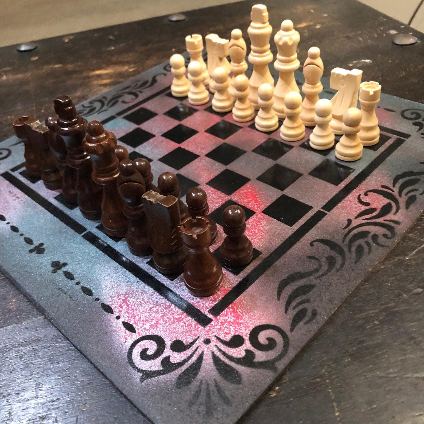 Chess Set - Red Green Galaxy