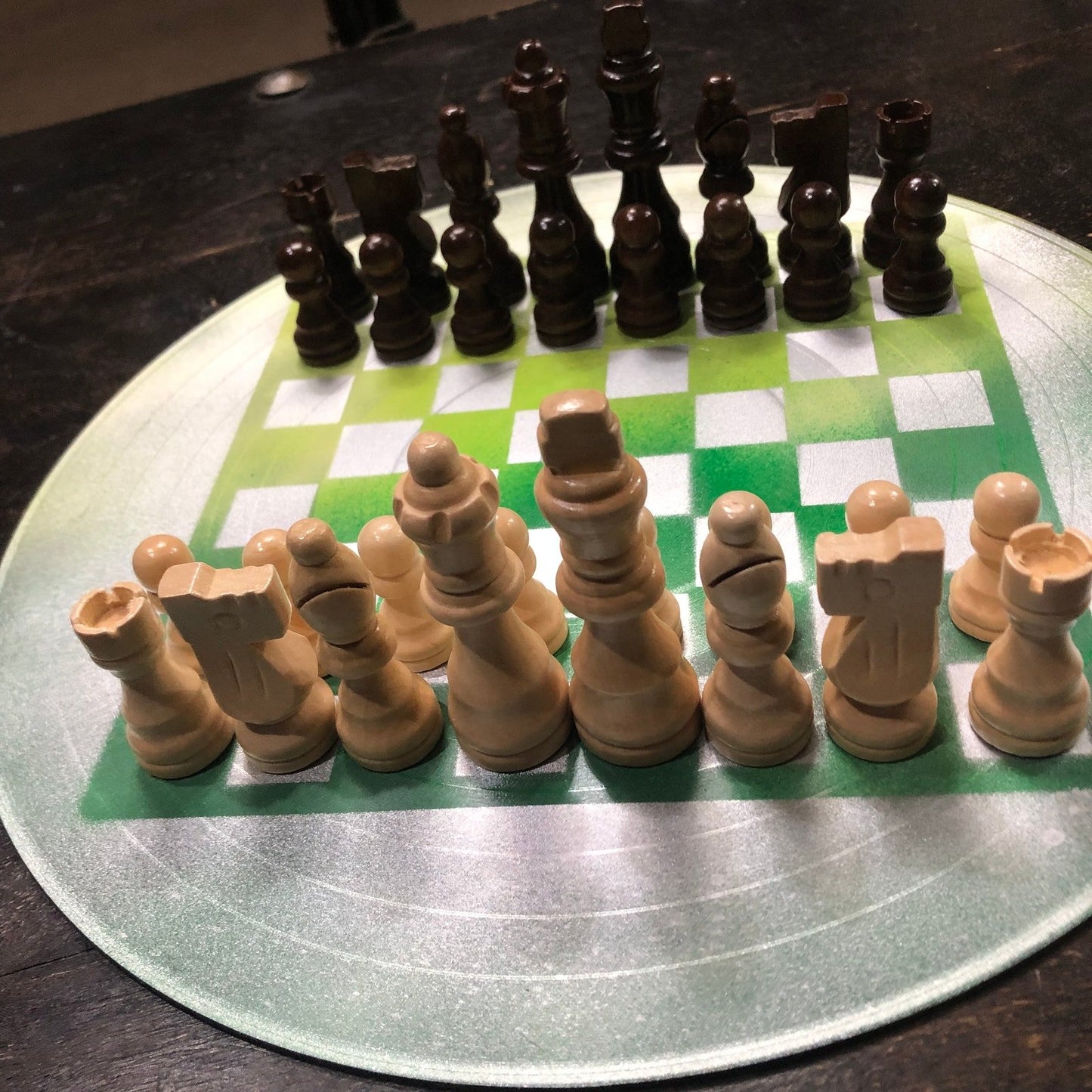 Vinyl Chess Set - Green Chrome